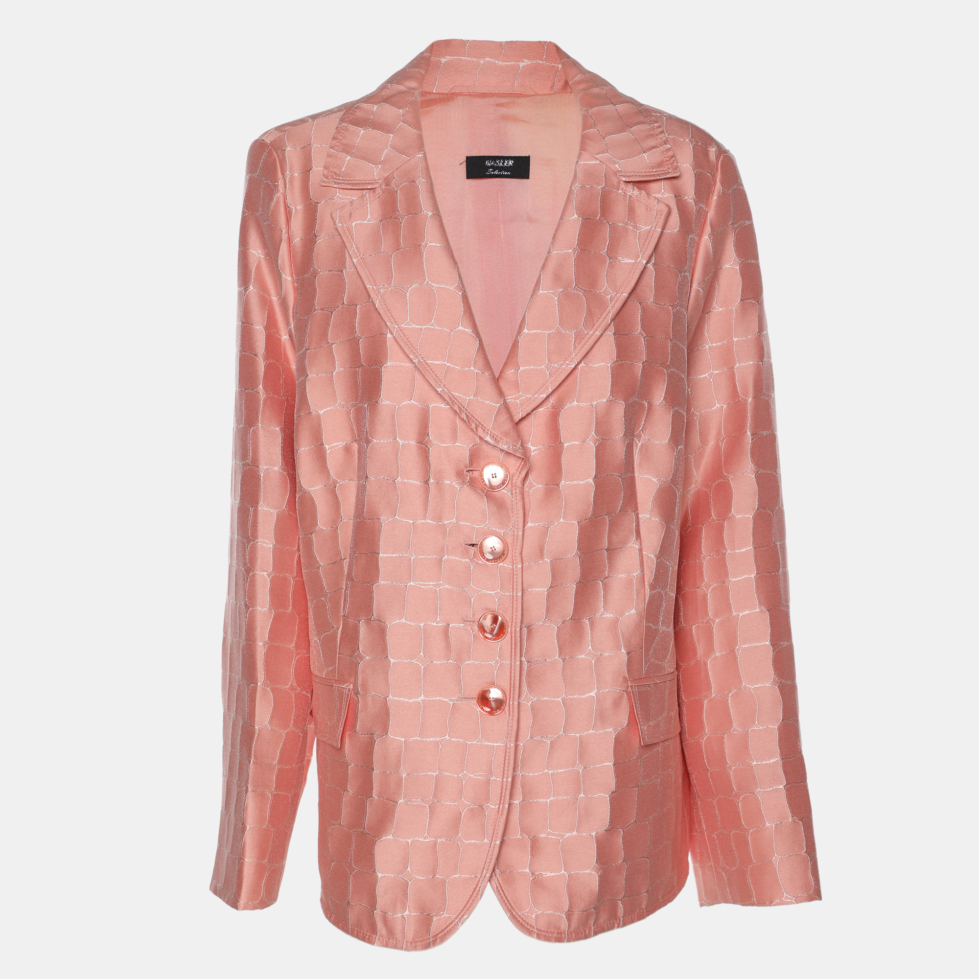 Basler Peach Jacquard Square Stone Details Blazer Basler Peach Jacquard Square Stone Details Blazer