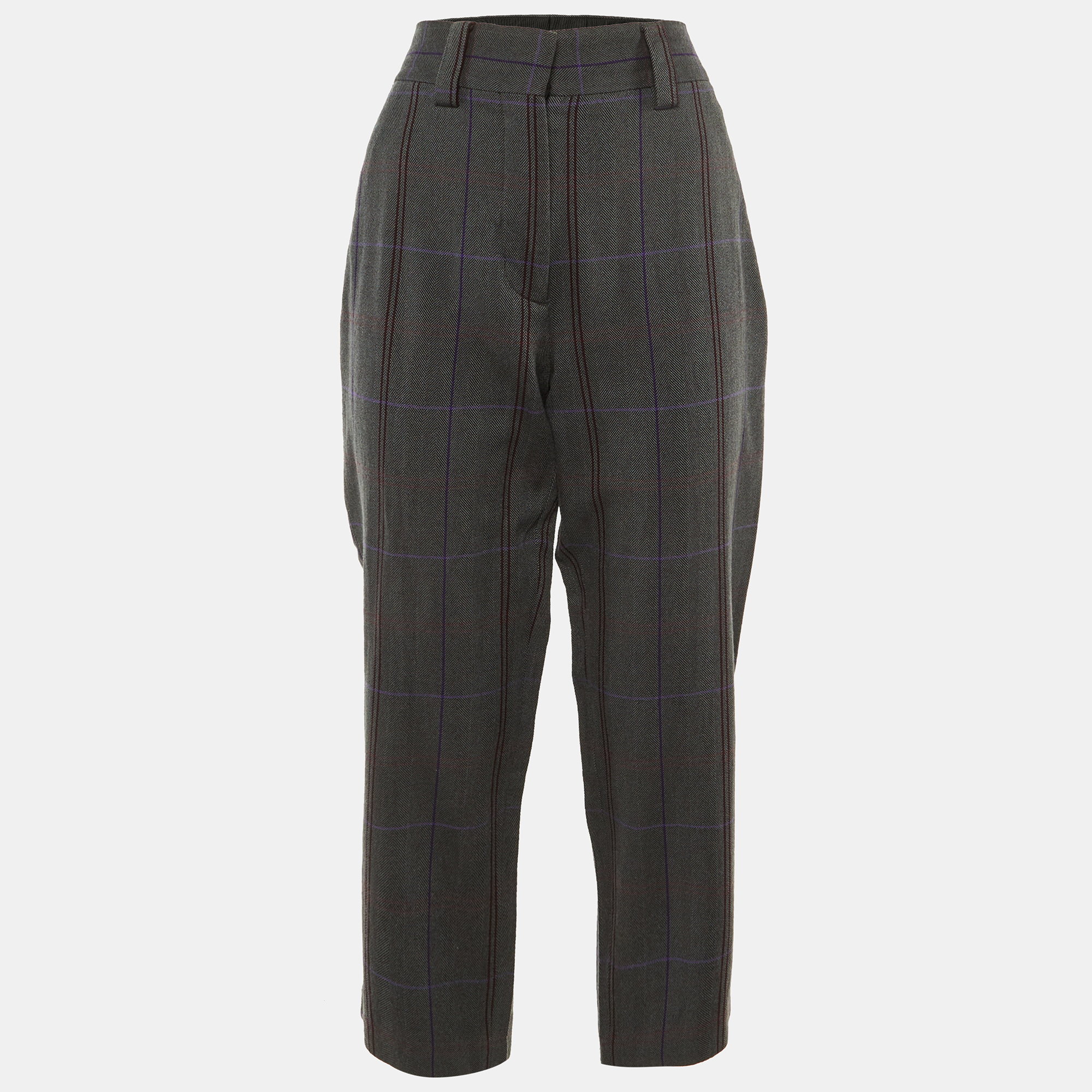Acne Studios Grey Patterned Wool Blend Regular Fit Trousers Acne Studios Grey Patterned Wool Blend Regular Fit Trousers
