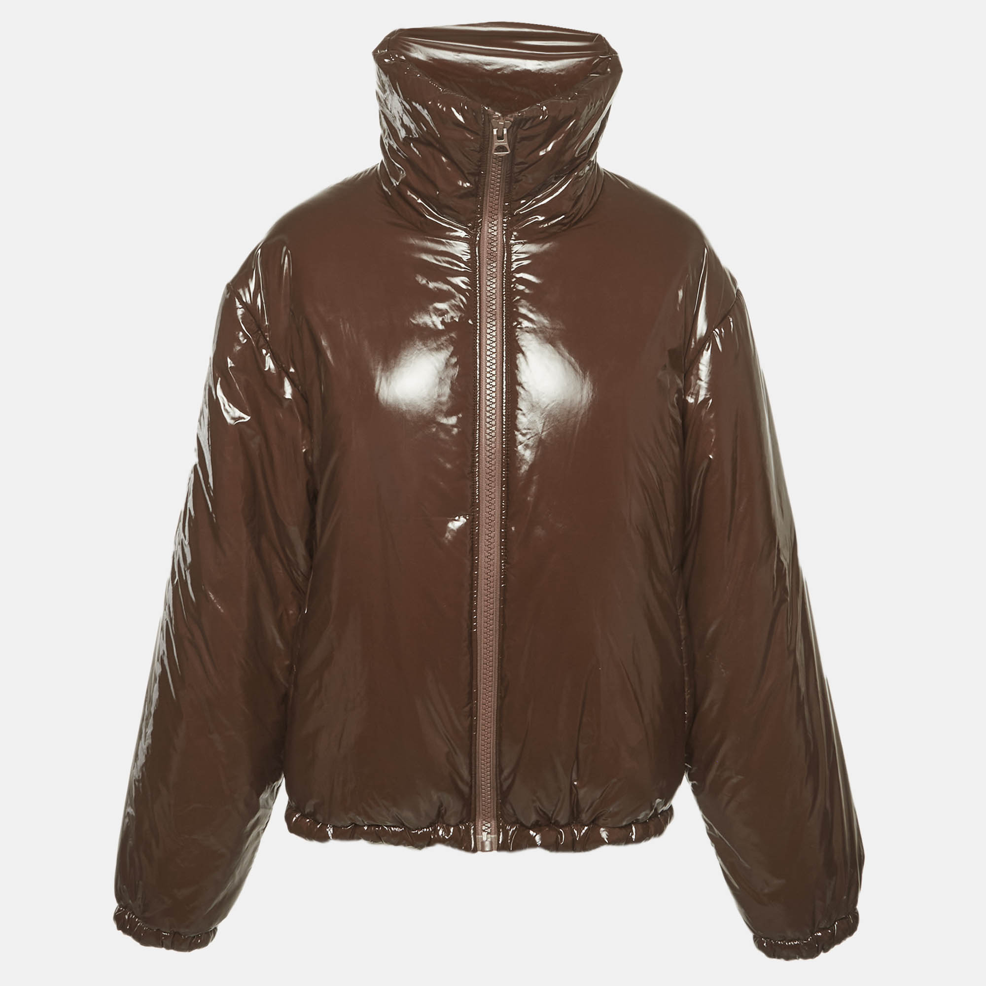 Acne Studios Brown Coated Nylon Puffer Jacket Acne Studios Brown Coated Nylon Puffer Jacket