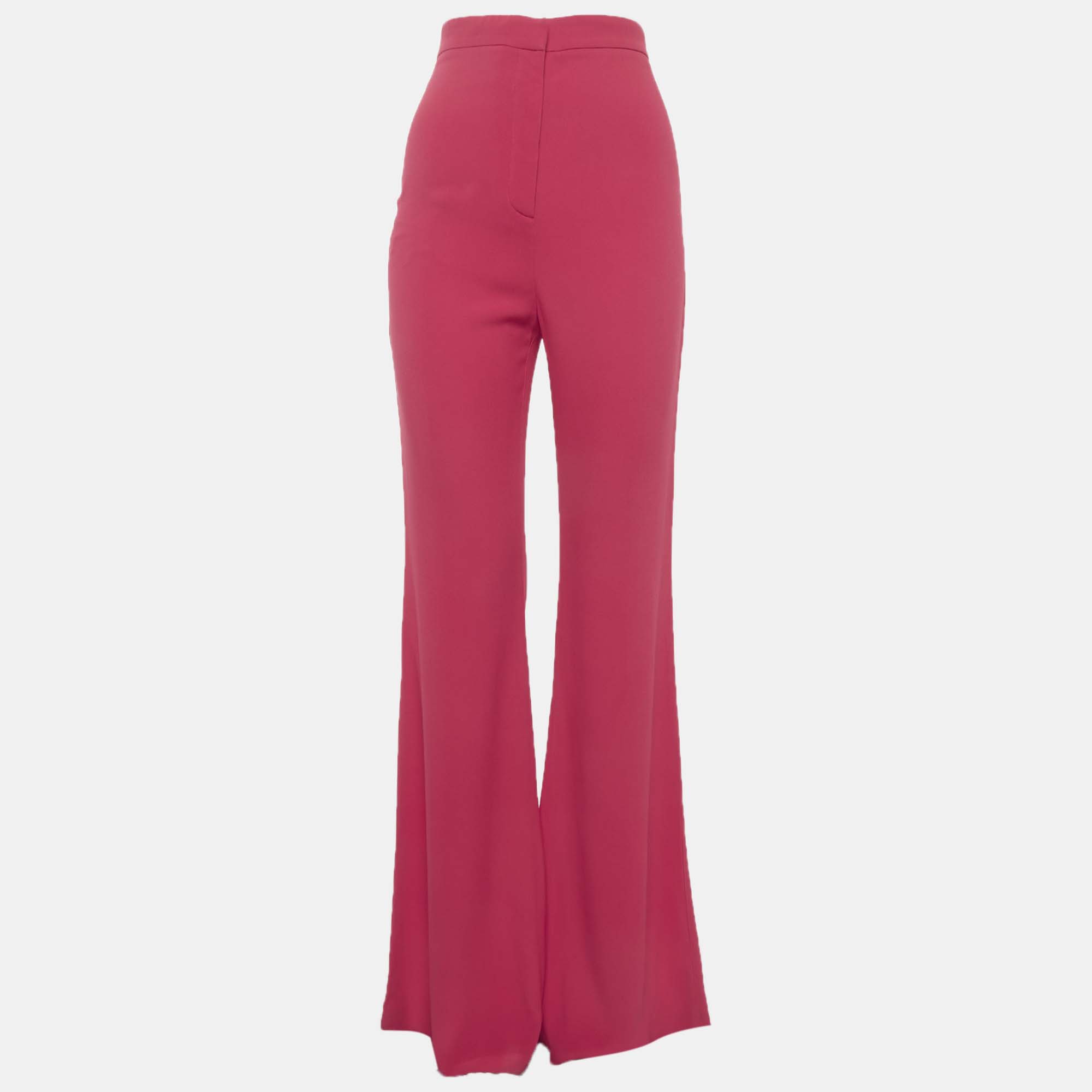 Balmain Pink Crepe Flared Zip Up Trousers Balmain Pink Crepe Flared Zip Up Trousers