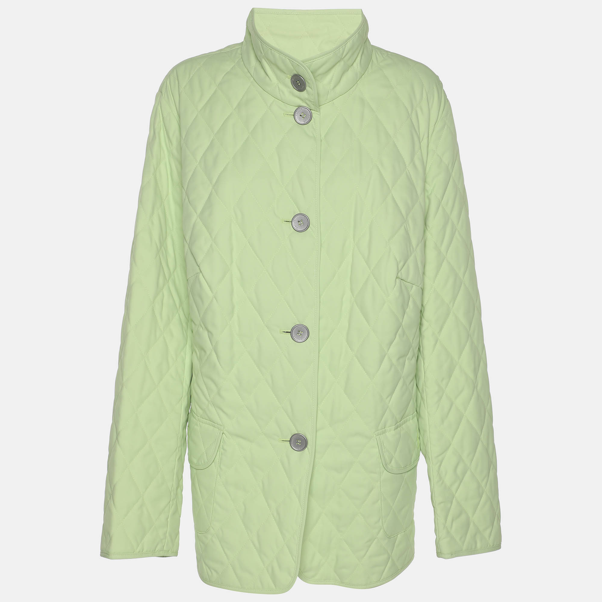 Basler Green Quilted Polyester Button Jacket Basler Green Quilted Polyester Button Jacket