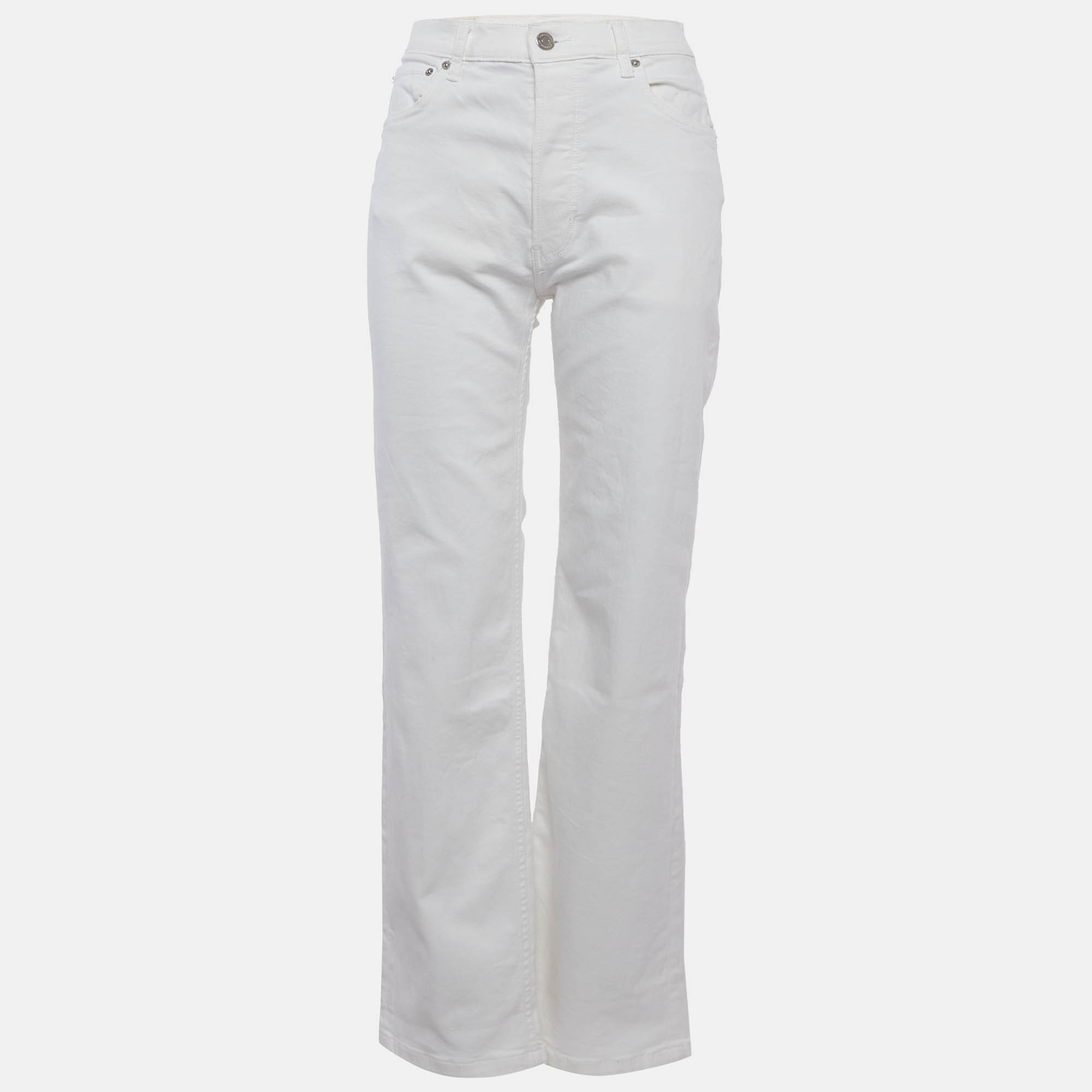 Burberry White Denim Straight High-Rise Jeans M Waist”