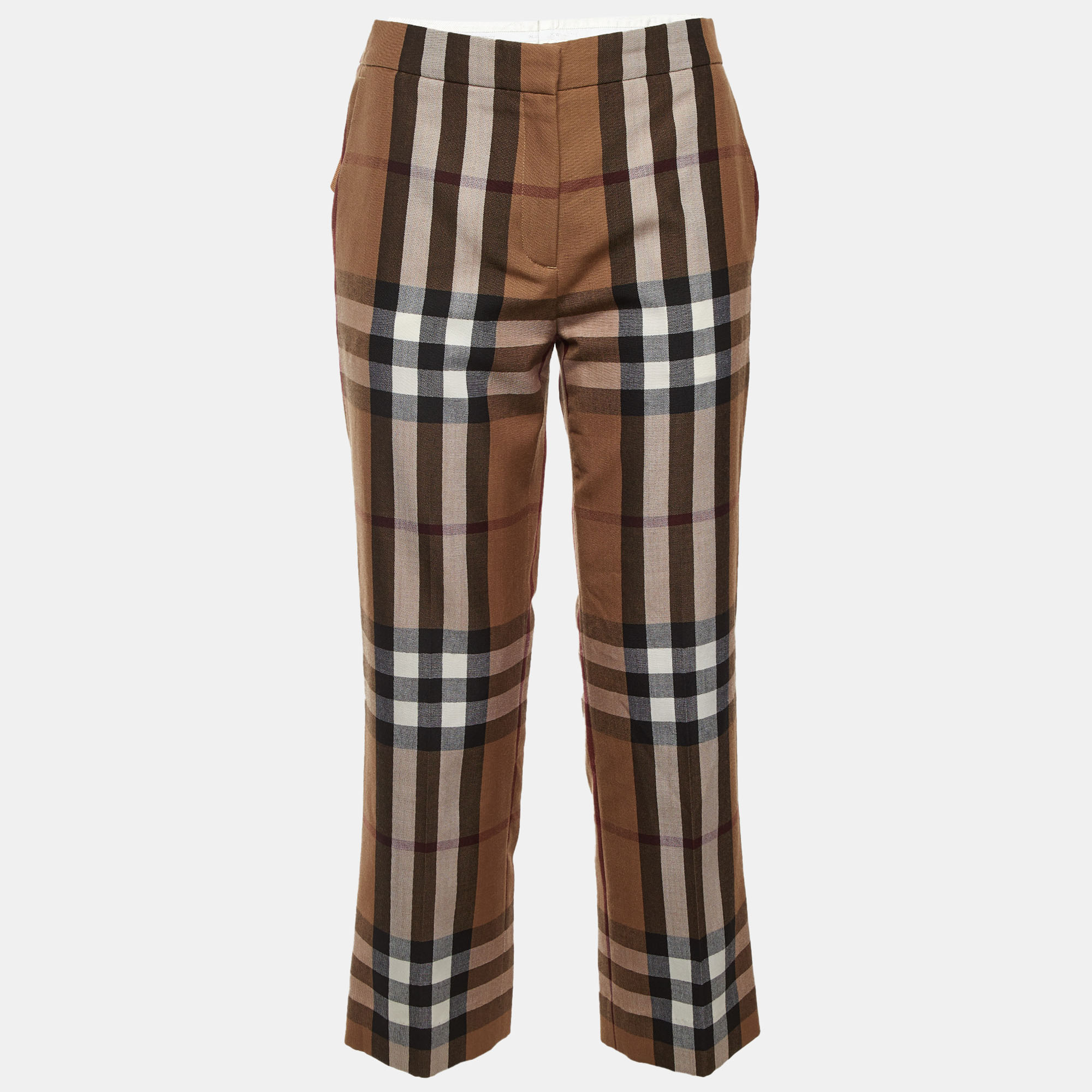 Burberry Brown Giant Checked Brown Wool Trousers