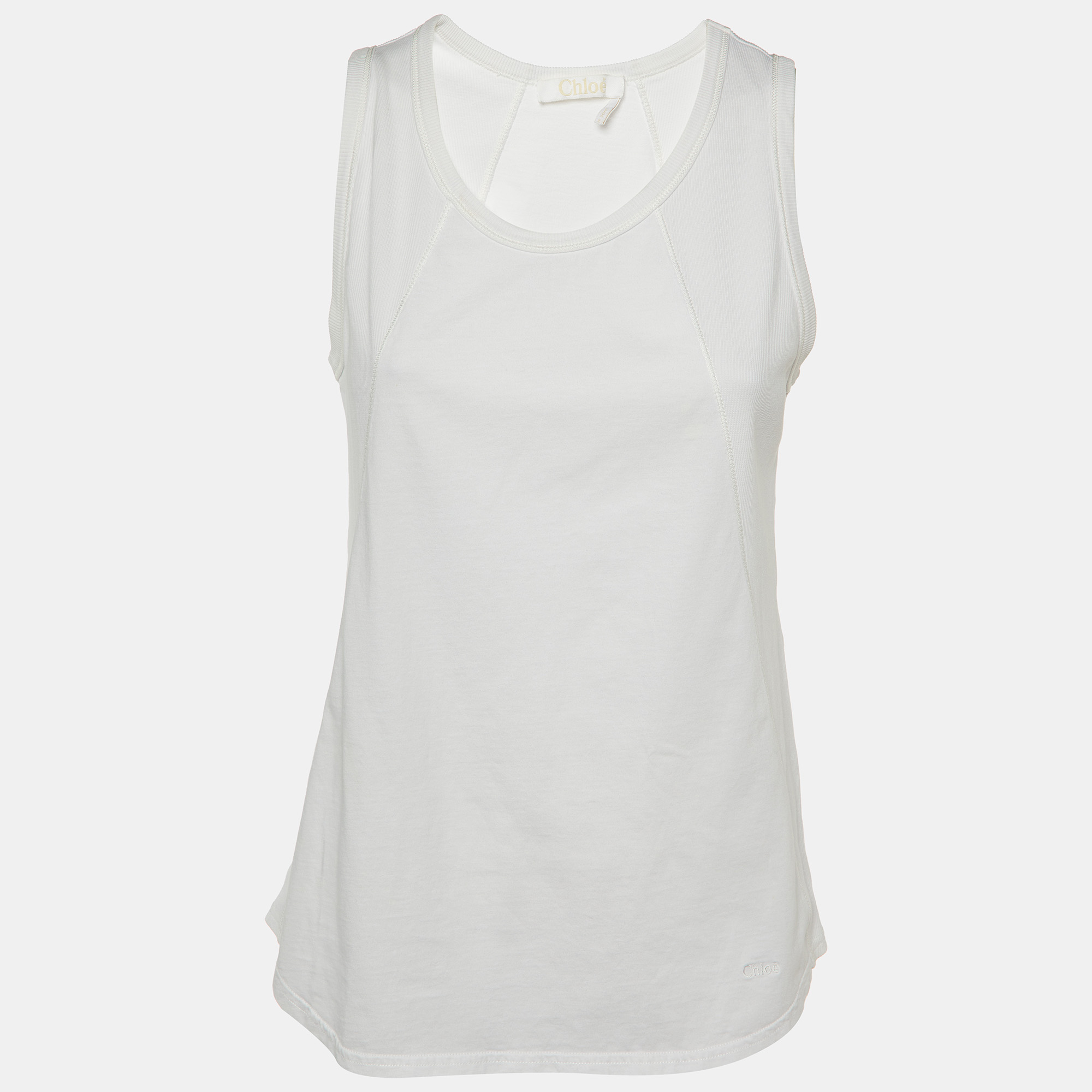 Chloe White Cotton Tank Top