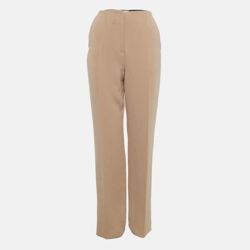Diane Von Furstenberg Tan Brown Stretch Crepe High-Rise Trousers