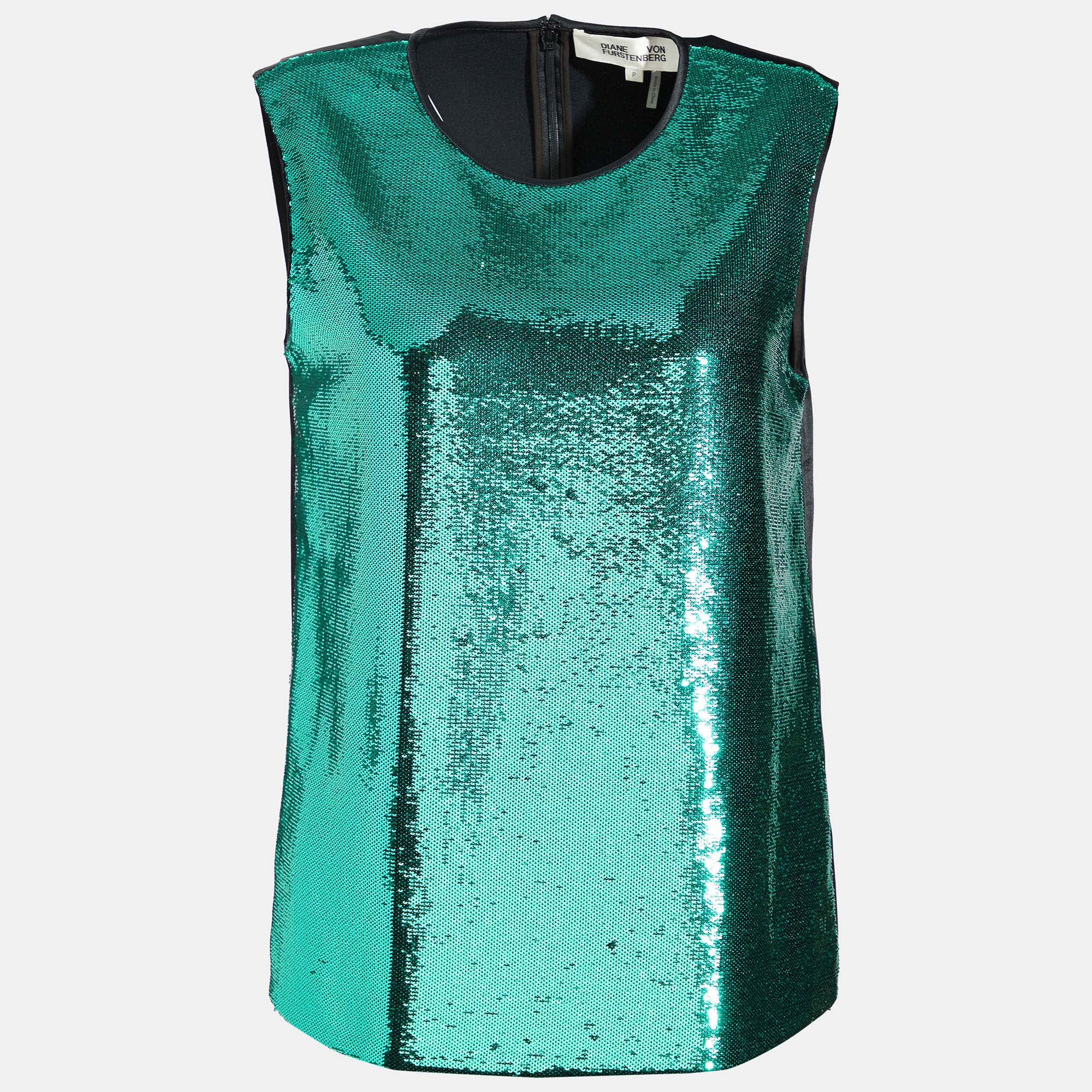 Diane von Furstenberg Green Sequined Tank Top P Diane von Furstenberg Green Sequined Tank Top P
