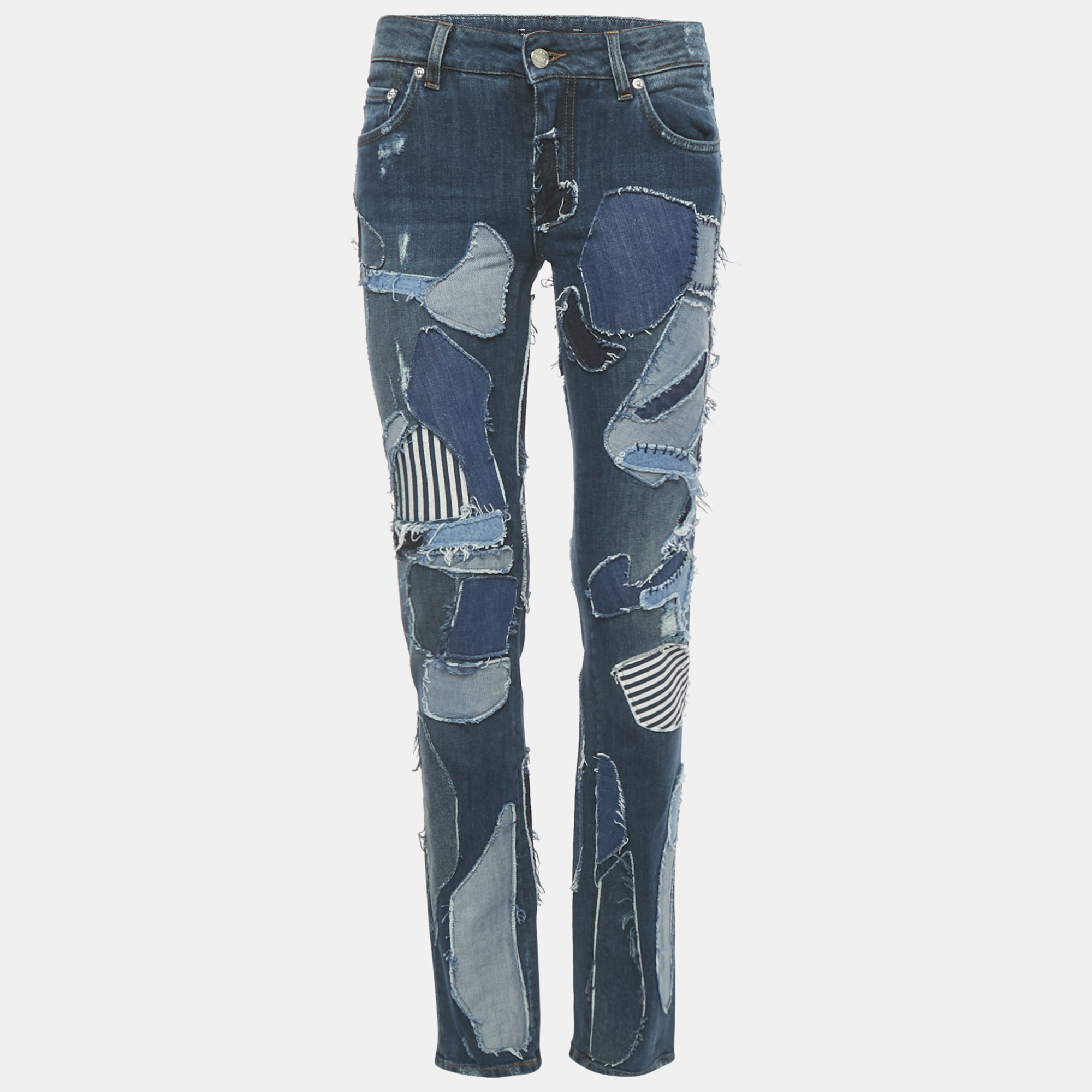 Dolce & Gabbana Blue Patchwork Denim Skinny Jeans S Waist “ Dolce & Gabbana Blue Patchwork Denim Skinny Jeans S Waist “