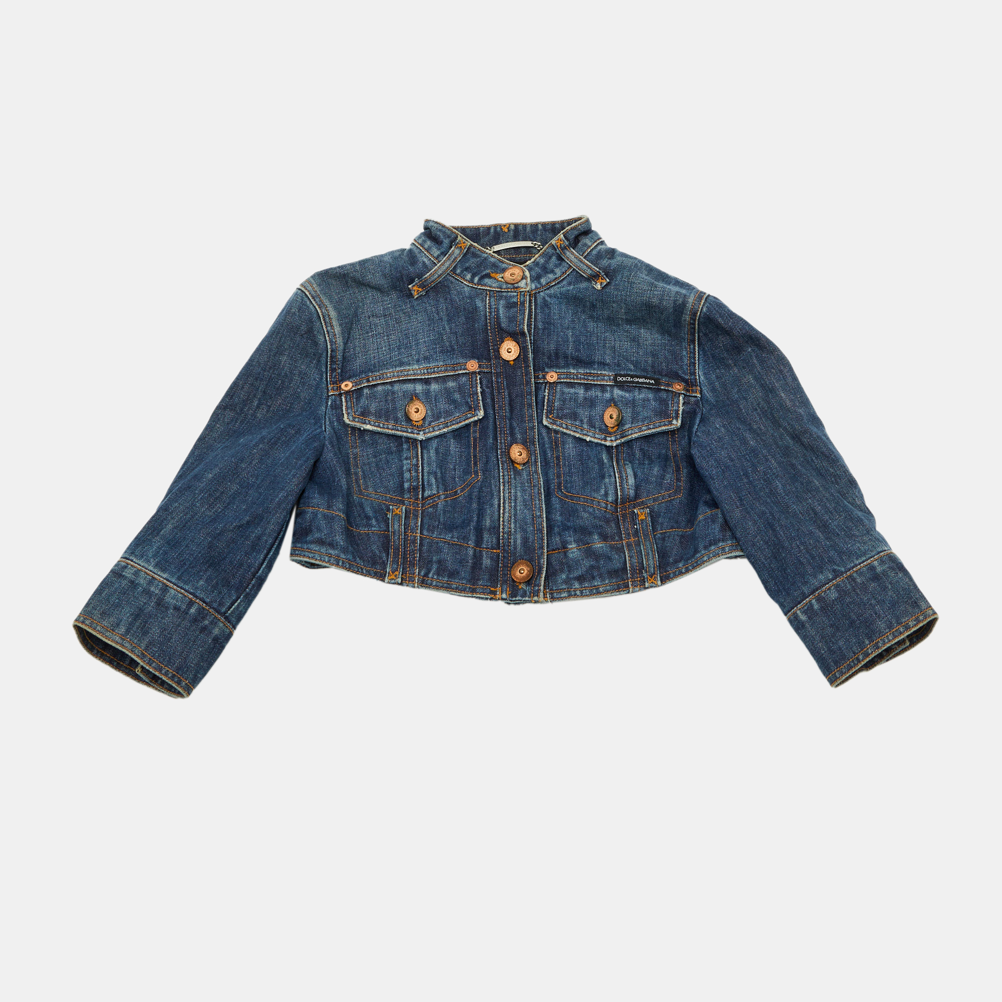 Dolce & Gabbana Blue Denim Button Front Cropped Jacket Dolce & Gabbana Blue Denim Button Front Cropped Jacket