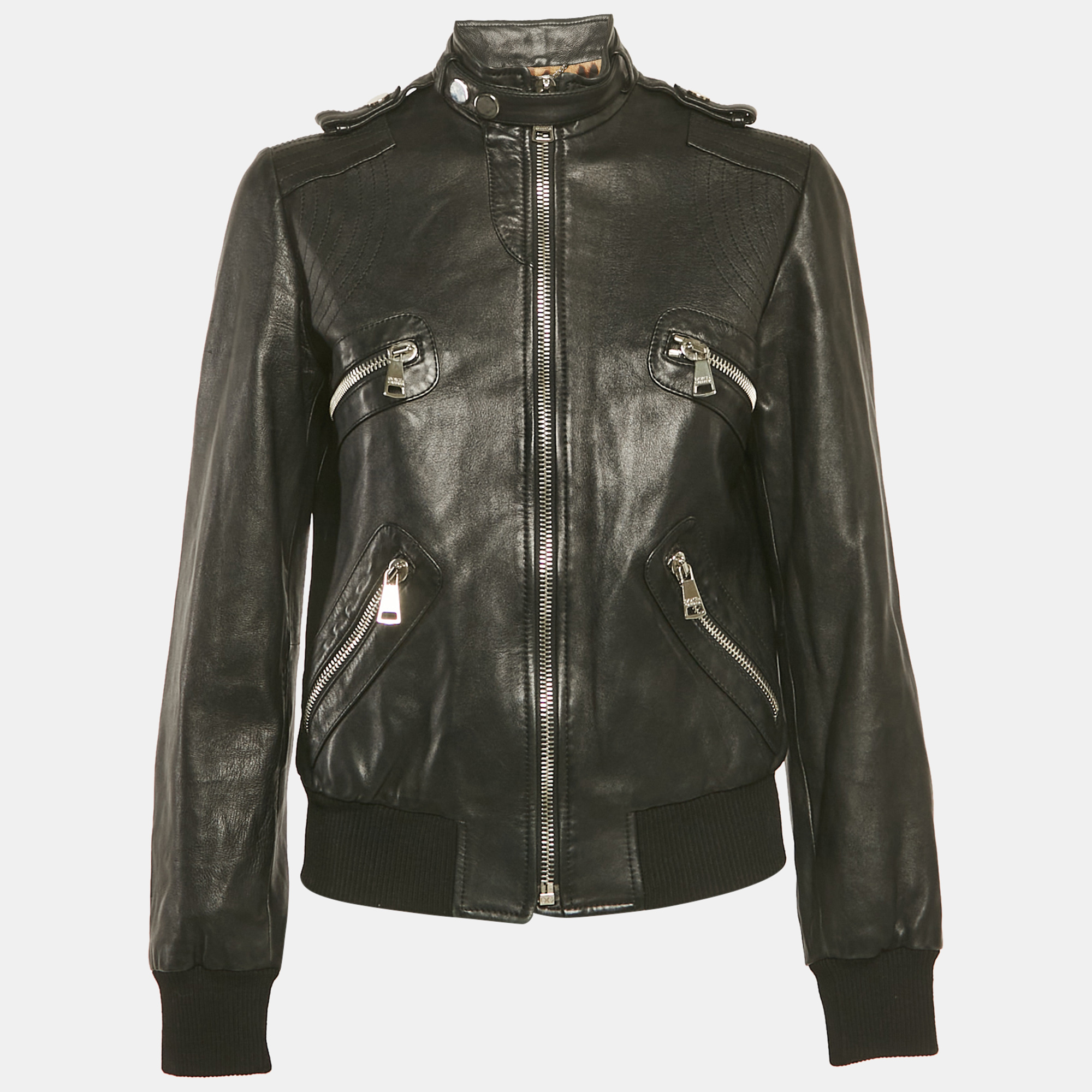 Dolce & Gabbana Black Leather Biker Jacket