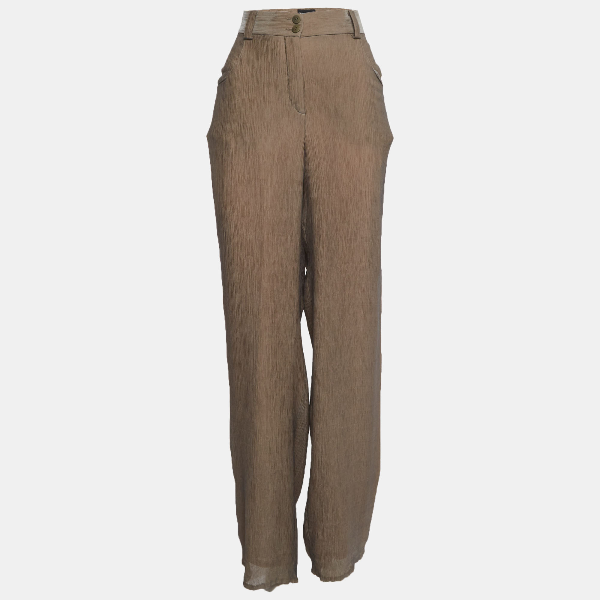 Giorgio Armani Grey Chiffon Wide-Leg Trousers Giorgio Armani Grey Chiffon Wide-Leg Trousers