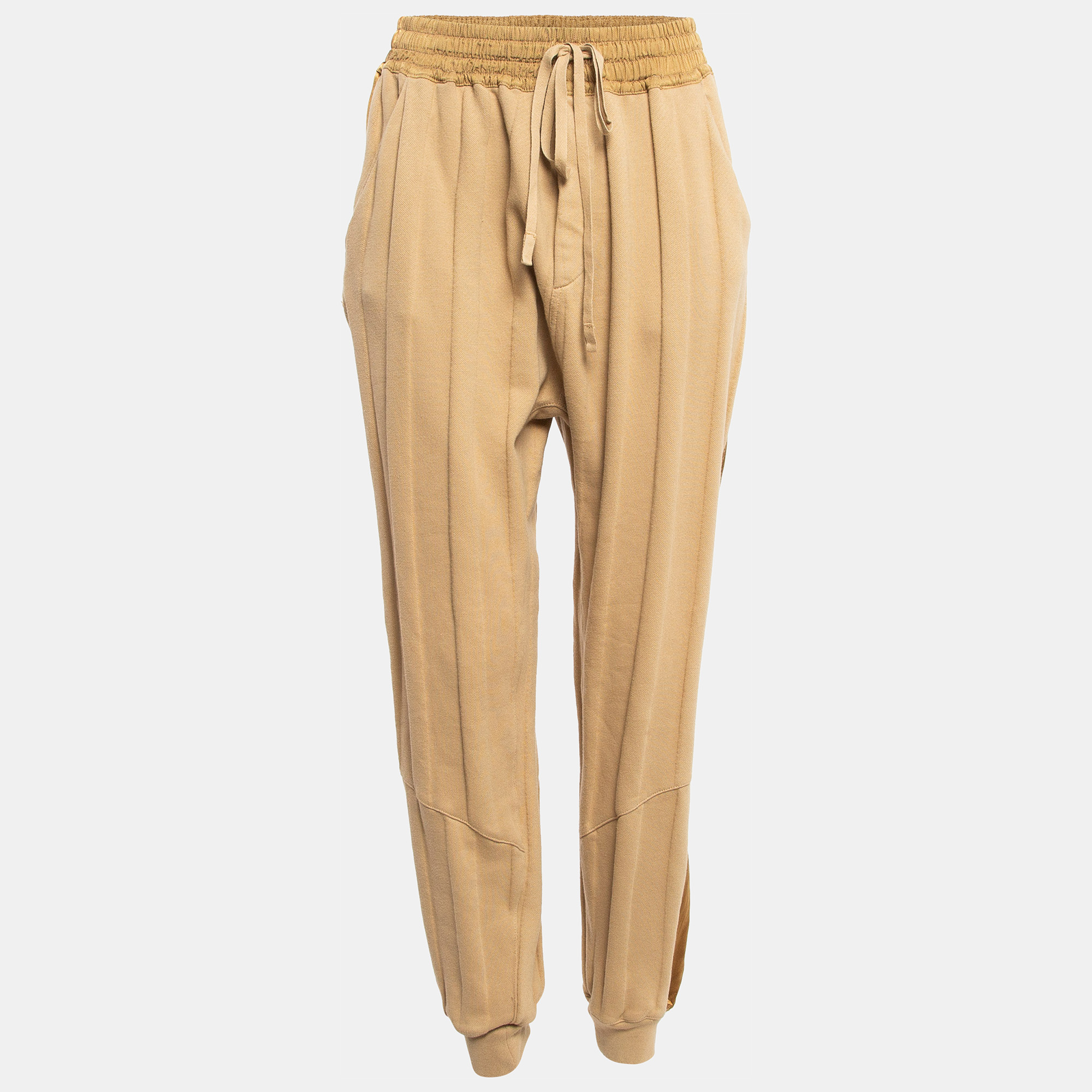 Haider Ackermann Light Brown Satin Side Stripe Cotton Sweatpants Haider Ackermann Light Brown Satin Side Stripe Cotton Sweatpants