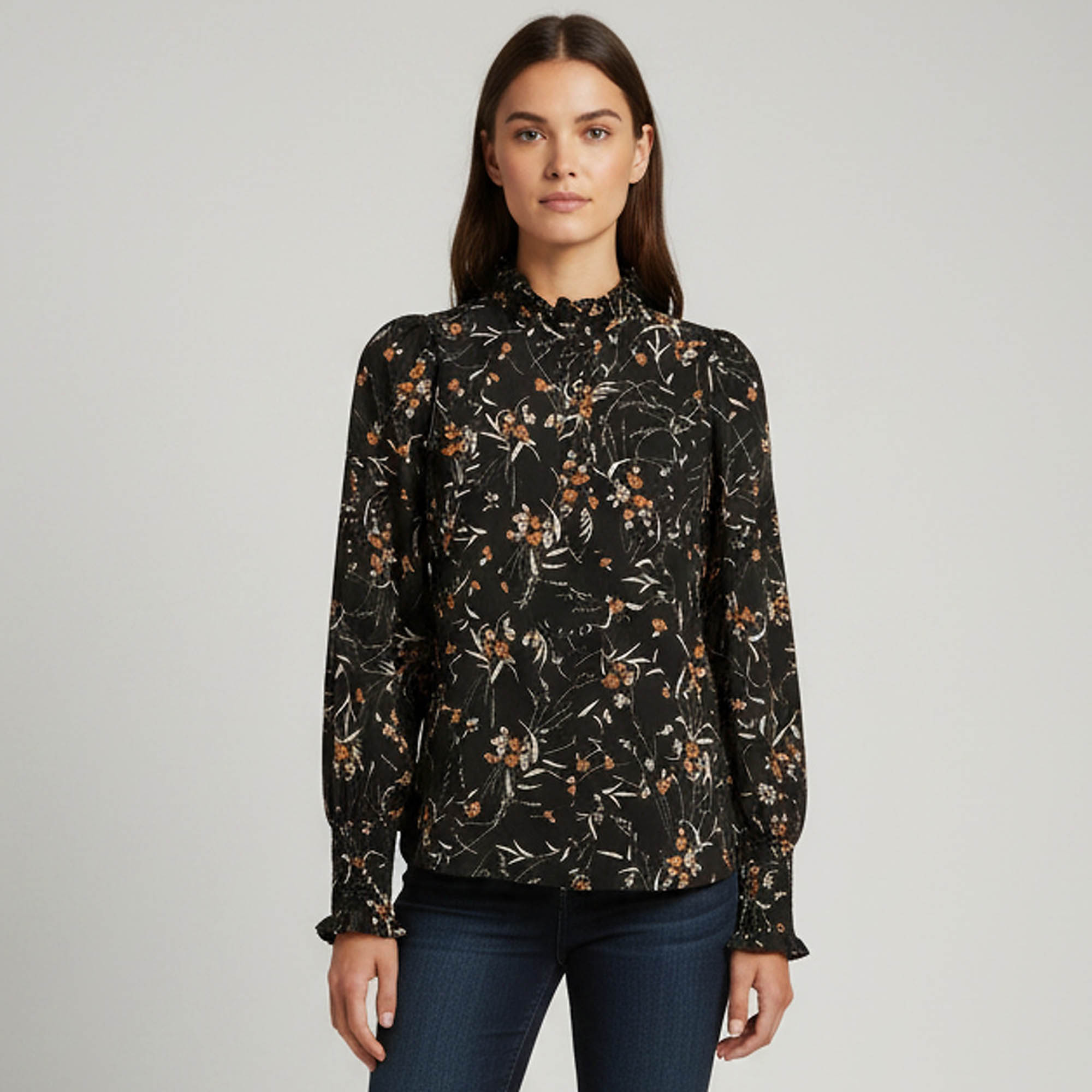 Isabel Marant Black Printed Silk Long Sleeve Top Isabel Marant Black Printed Silk Long Sleeve Top