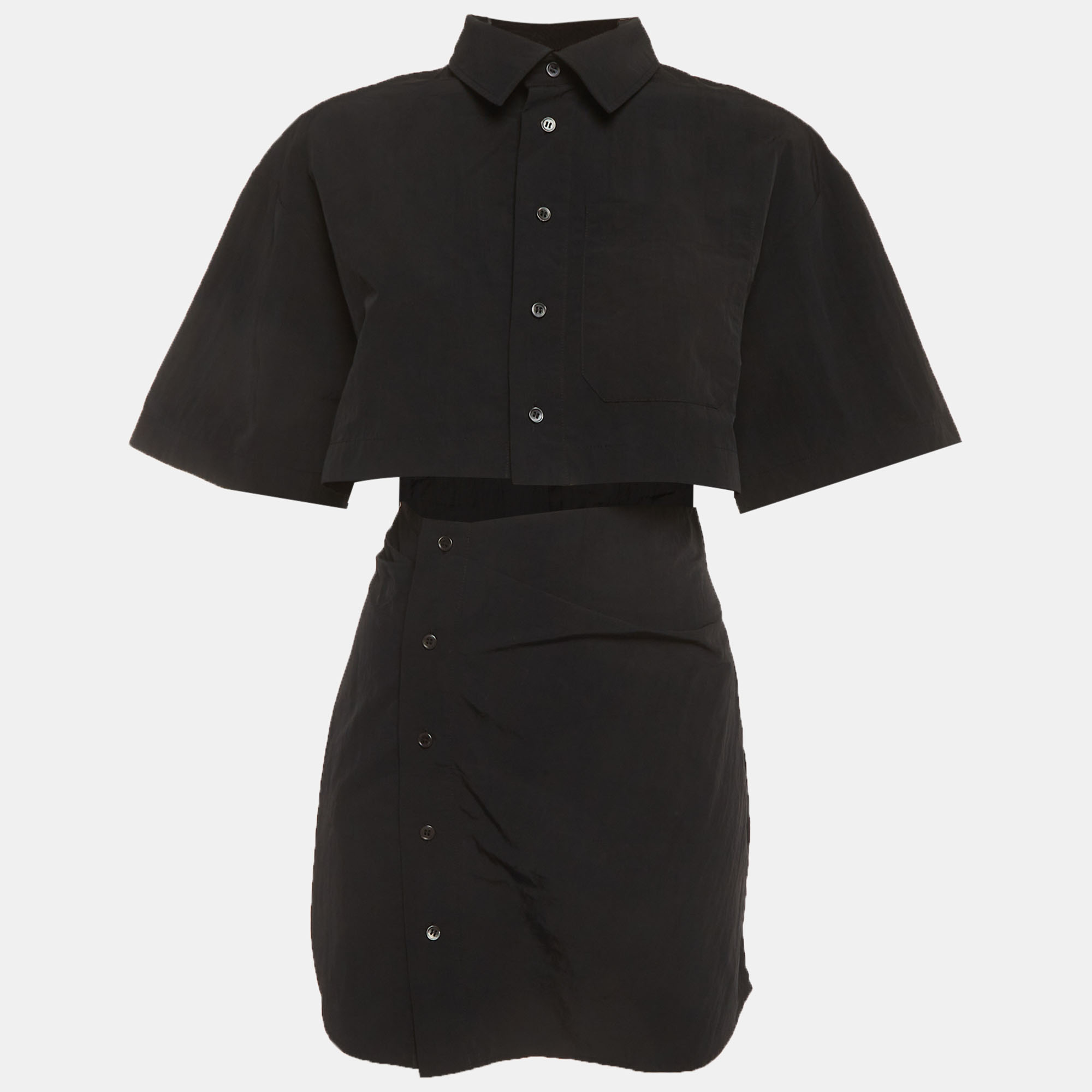 Jacquemus Black Crepe Twisted Shirt Dress Jacquemus Black Crepe Twisted Shirt Dress