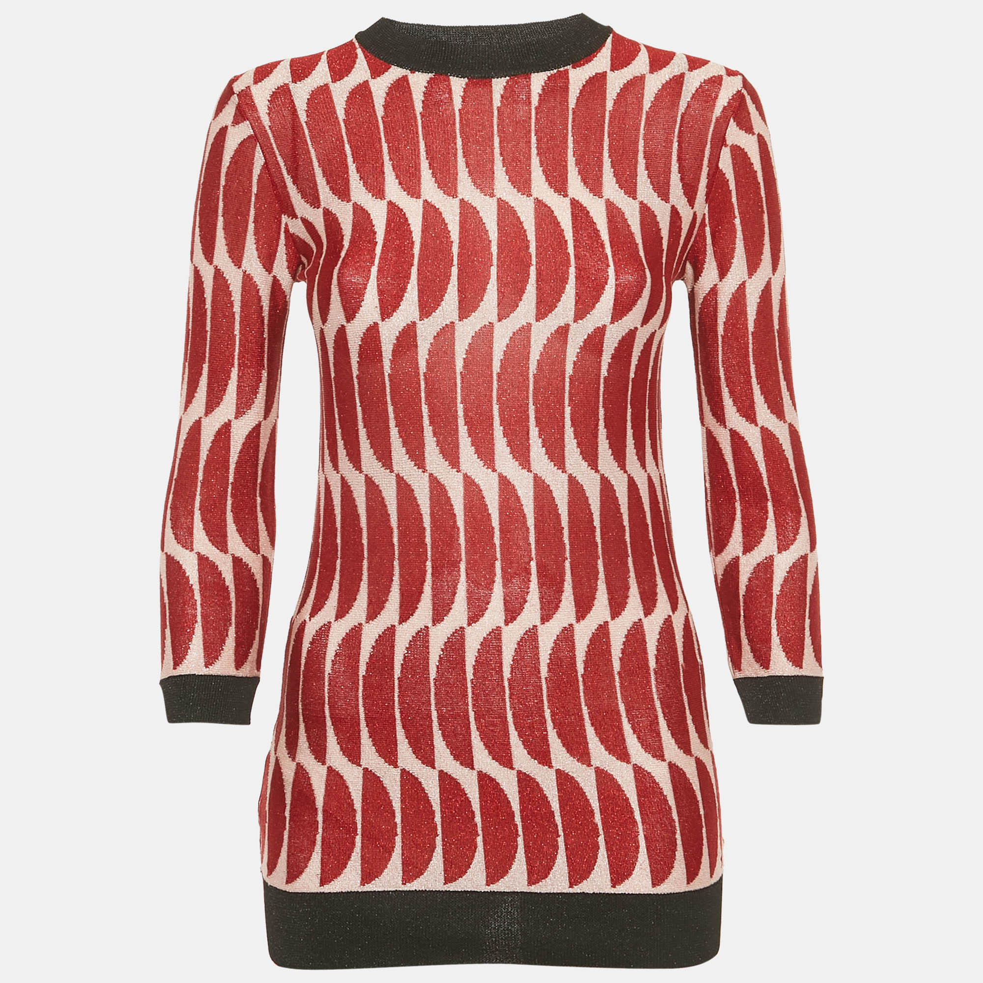 Marni RedPink Patterned Lurex Knit Sheer Jumper Marni RedPink Patterned Lurex Knit Sheer Jumper