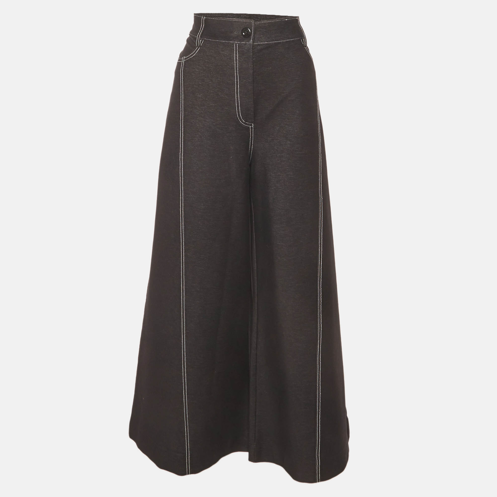 Max Mara Black Stretch Denim Wide Leg Jeans Max Mara Black Stretch Denim Wide Leg Jeans