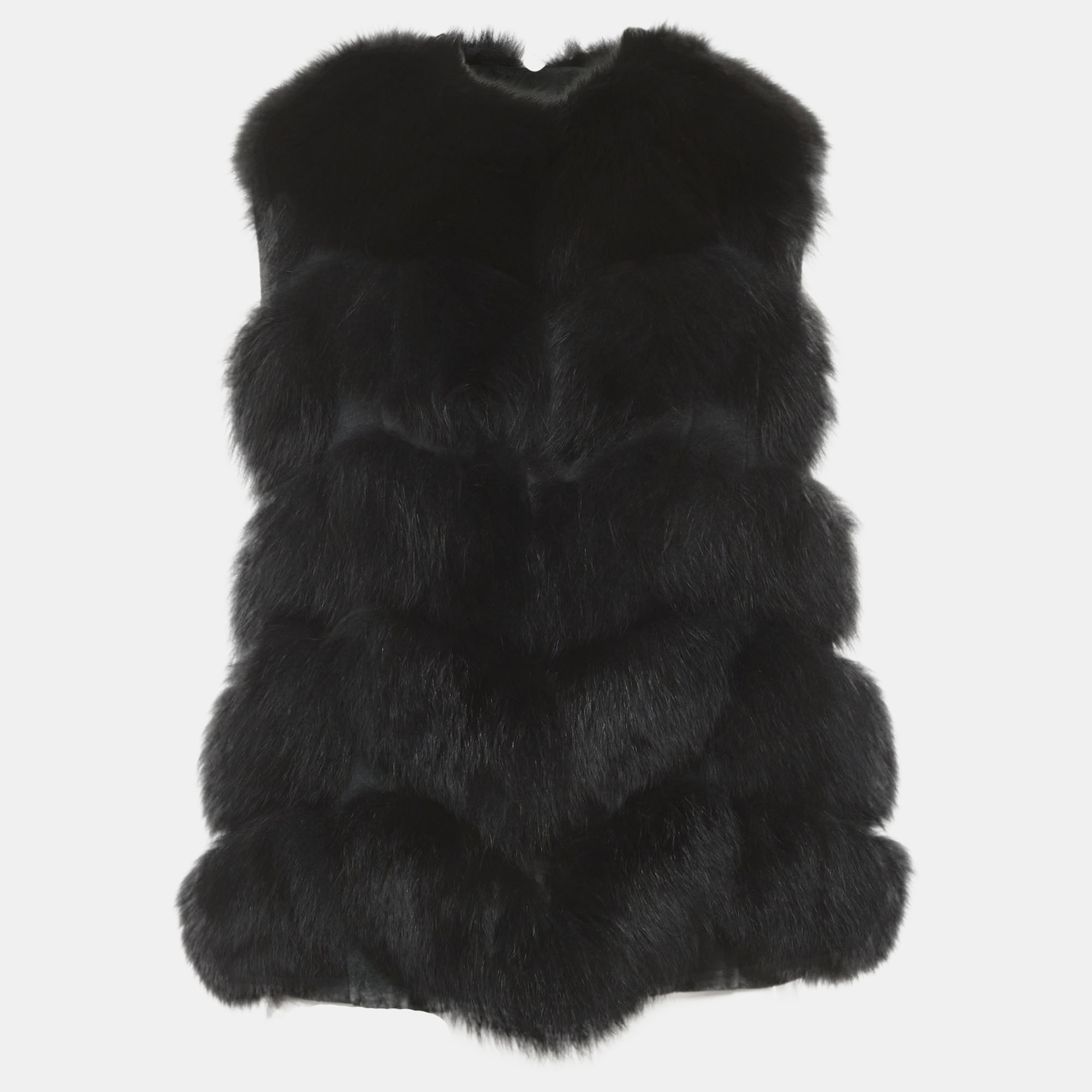 Max & Moi Black Fox Fur Short Gilet Max & Moi Black Fox Fur Short Gilet