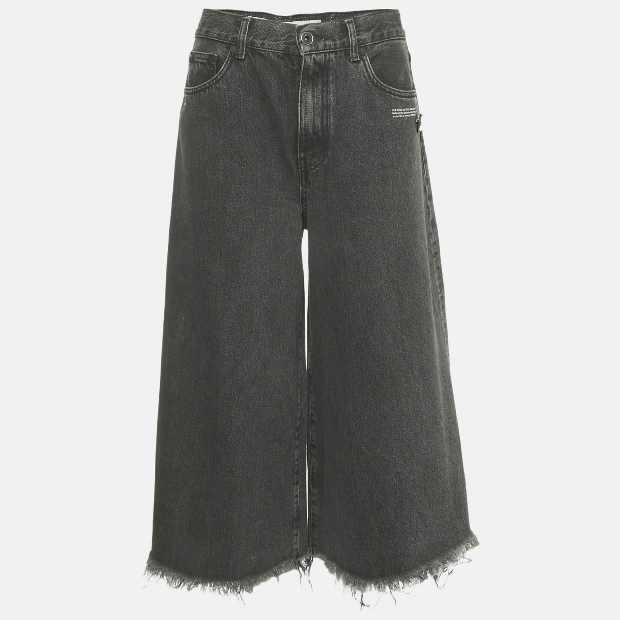 Off-White Black Faded Denim Culottes Jeans M Waist “ Off-White Black Faded Denim Culottes Jeans M Waist “