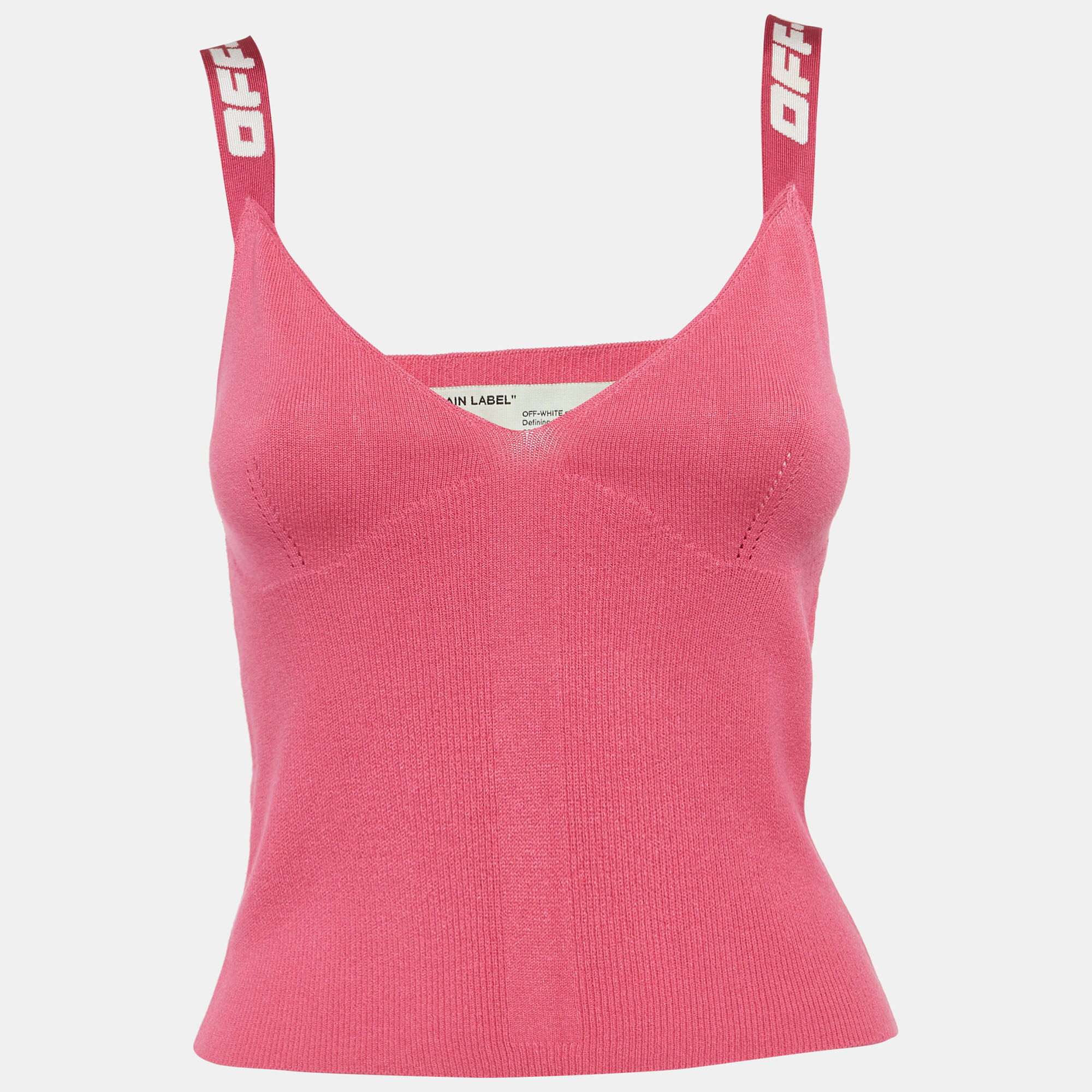 Off-White Pink Stretch Knit Logo Band Tank Top Off-White Pink Stretch Knit Logo Band Tank Top