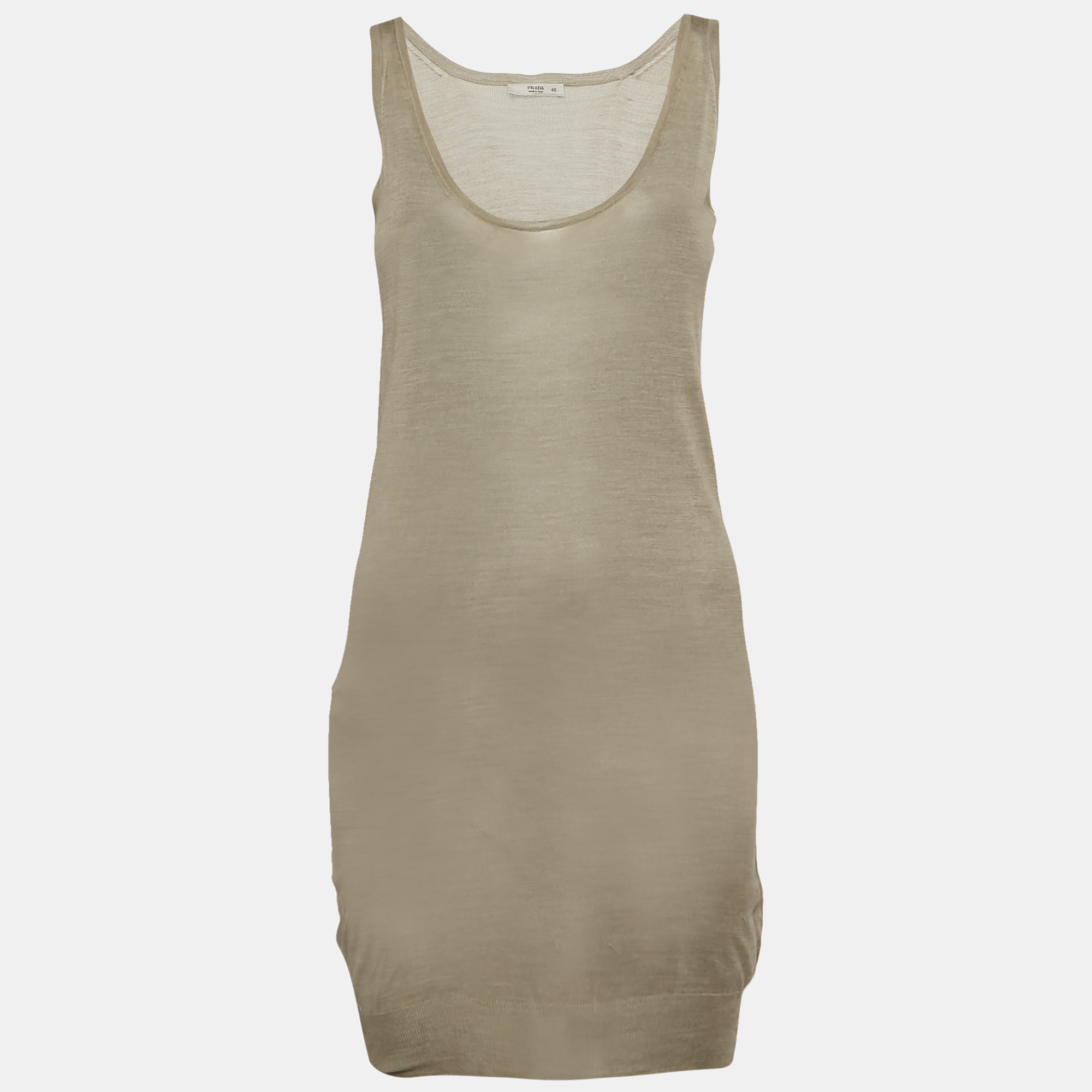 Prada Green Knit Round Neck Tank Top Prada Green Knit Round Neck Tank Top