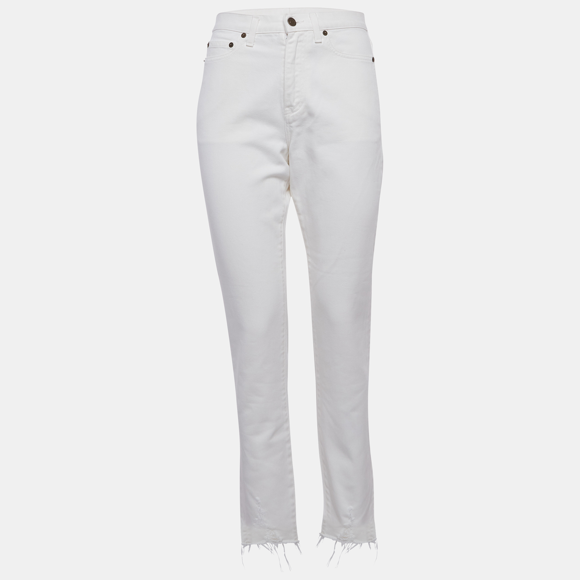 Saint Laurent Paris White Denim Mid-Rise Jeans SWaist “ Saint Laurent Paris White Denim Mid-Rise Jeans SWaist “