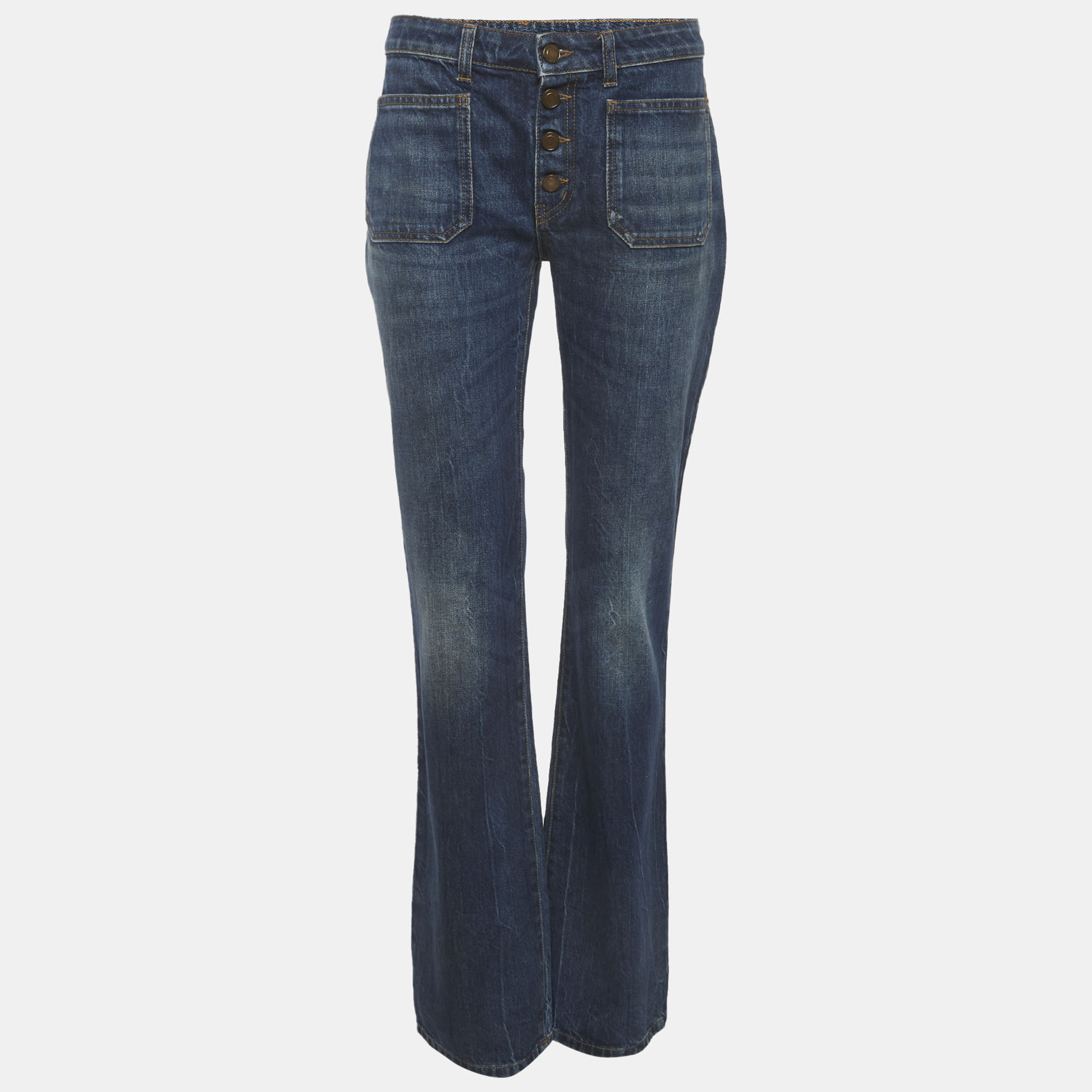 Saint Laurent Paris Blue Faded Denim High Waist Jeans SWaist “