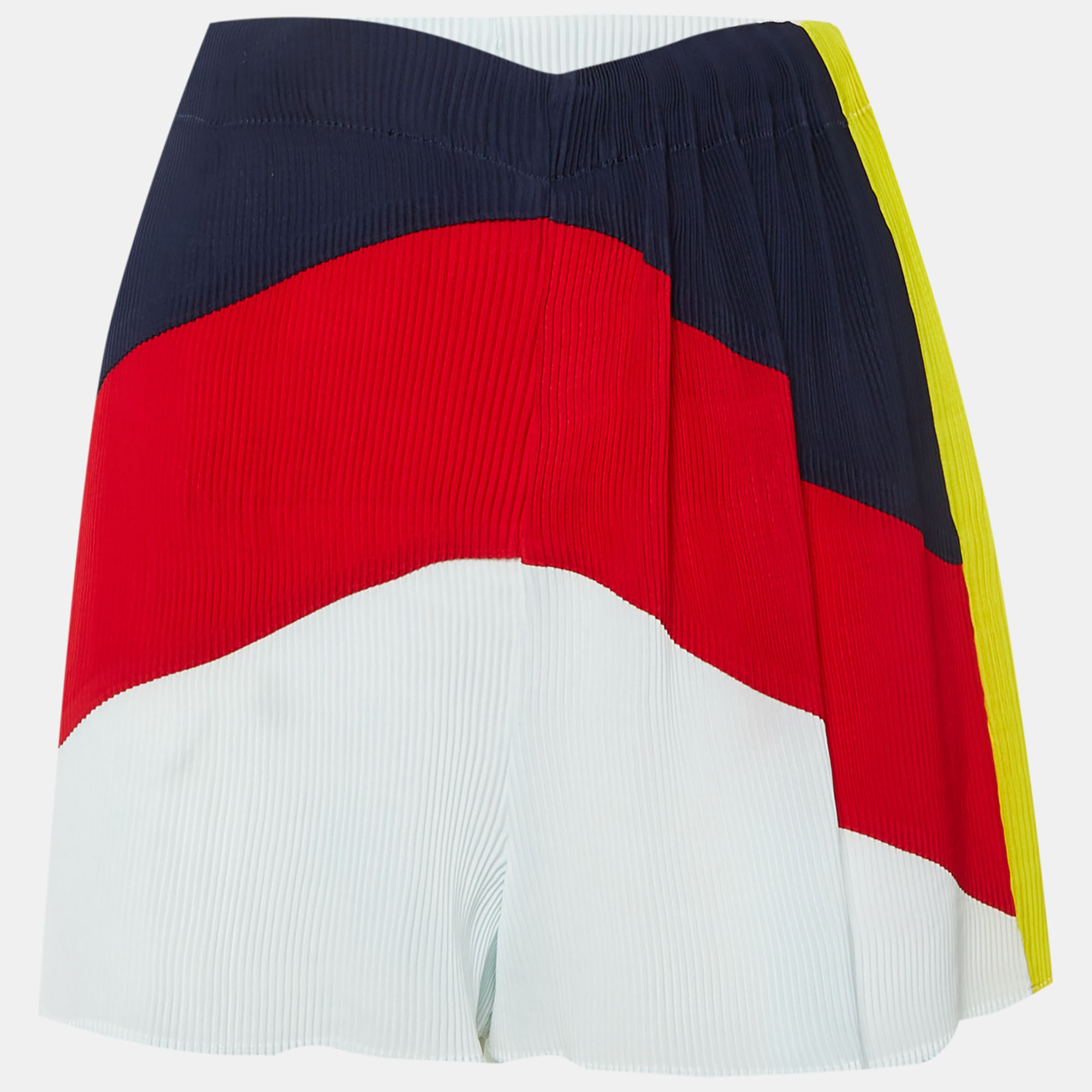Sandro Blue Colorblock Plisse Runner Shorts