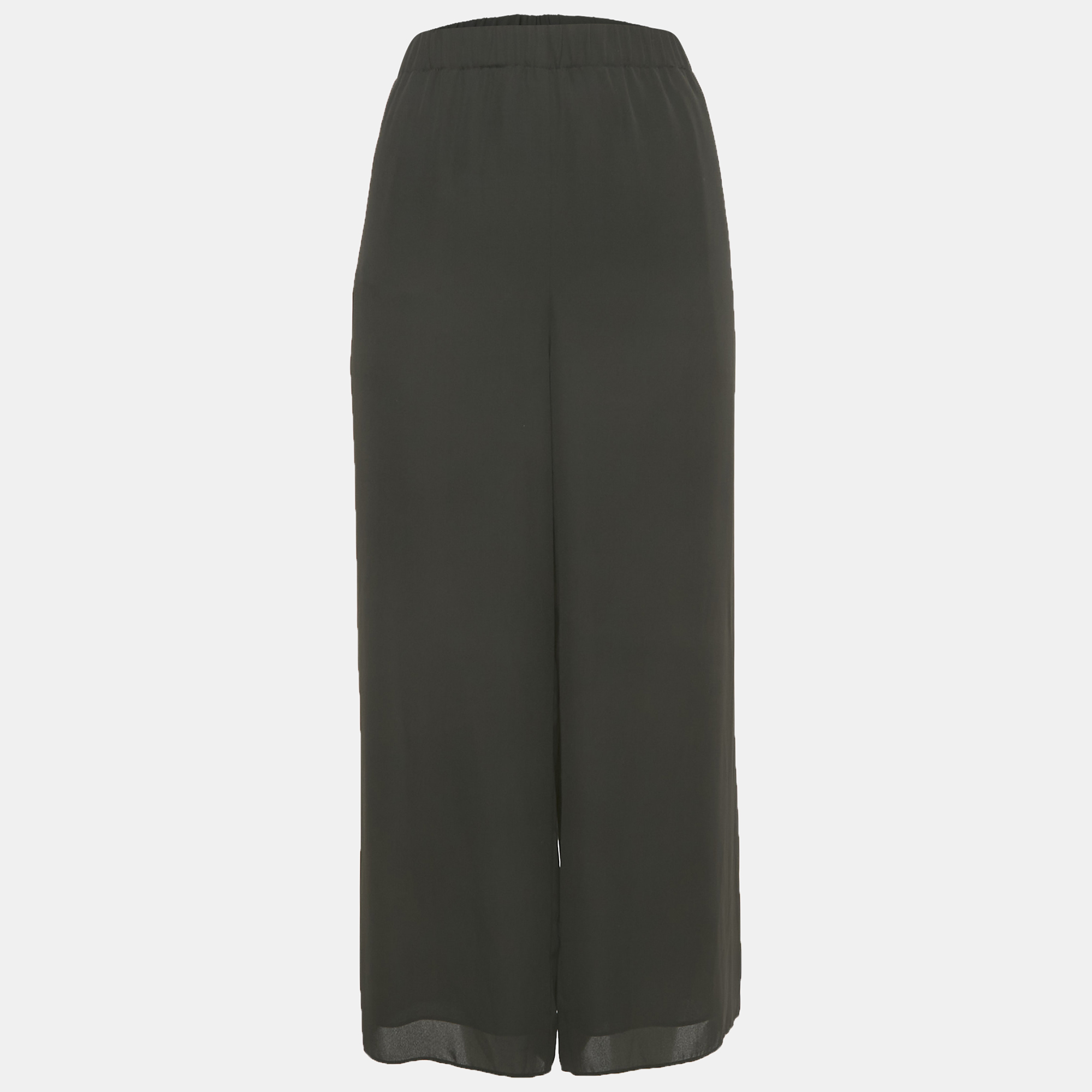Theory Black Chiffon Wide-Leg Trousers Theory Black Chiffon Wide-Leg Trousers