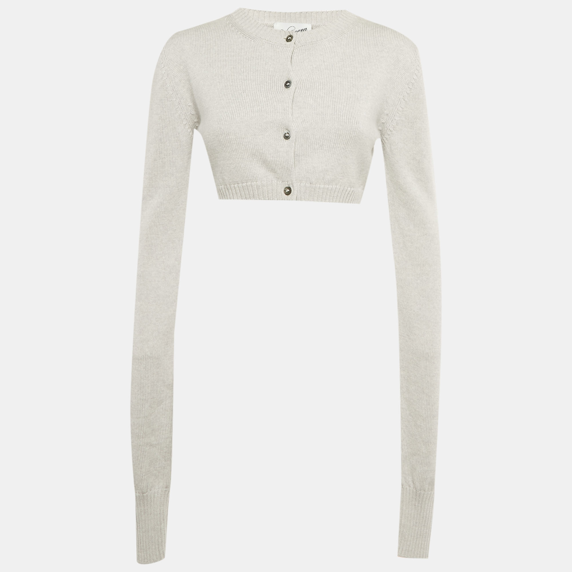 Vaquera Grey Sequin Detail Wool Crop Cardigan Vaquera Grey Sequin Detail Wool Crop Cardigan