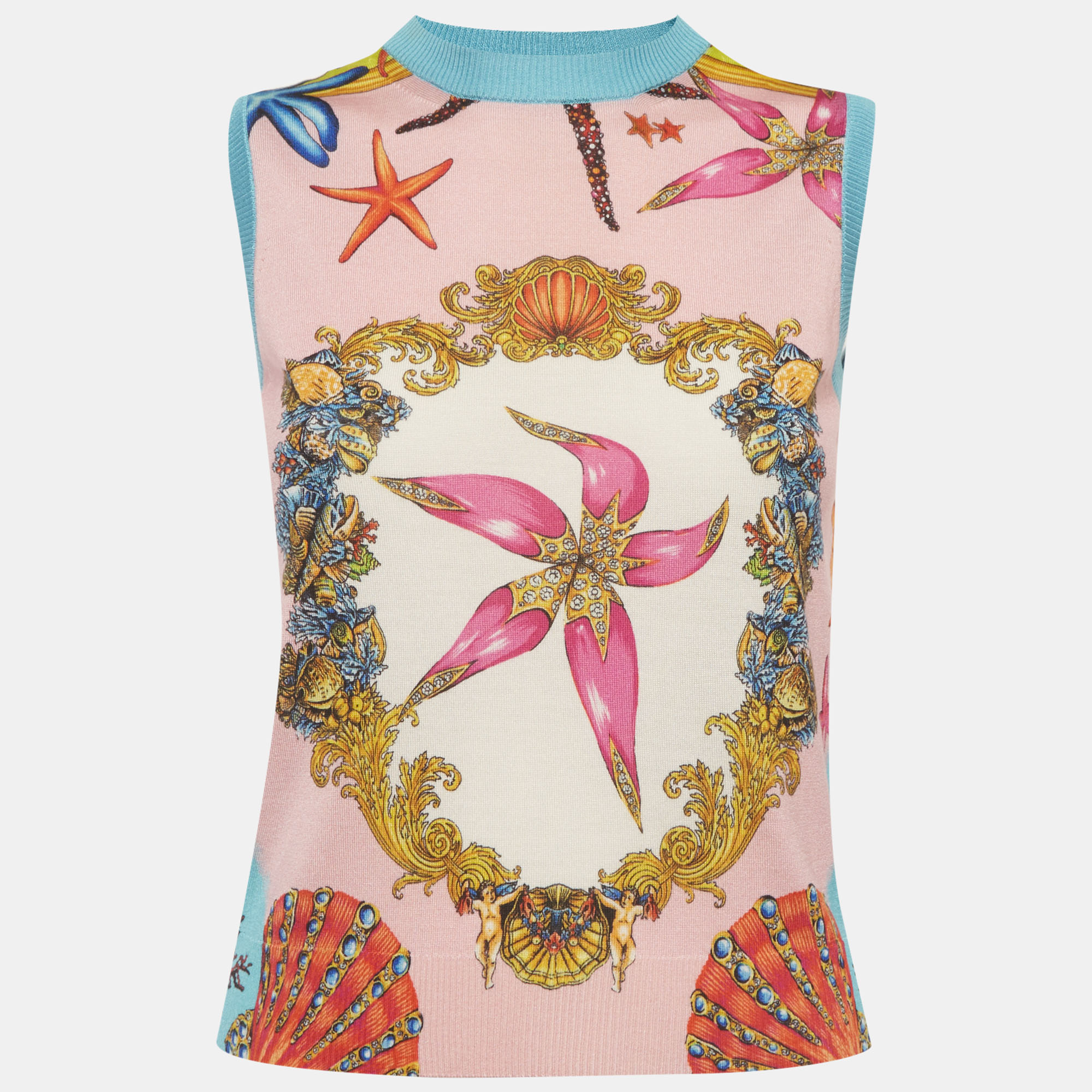 Versace Pink Printed Jersey Sleeveless Tank Top Versace Pink Printed Jersey Sleeveless Tank Top