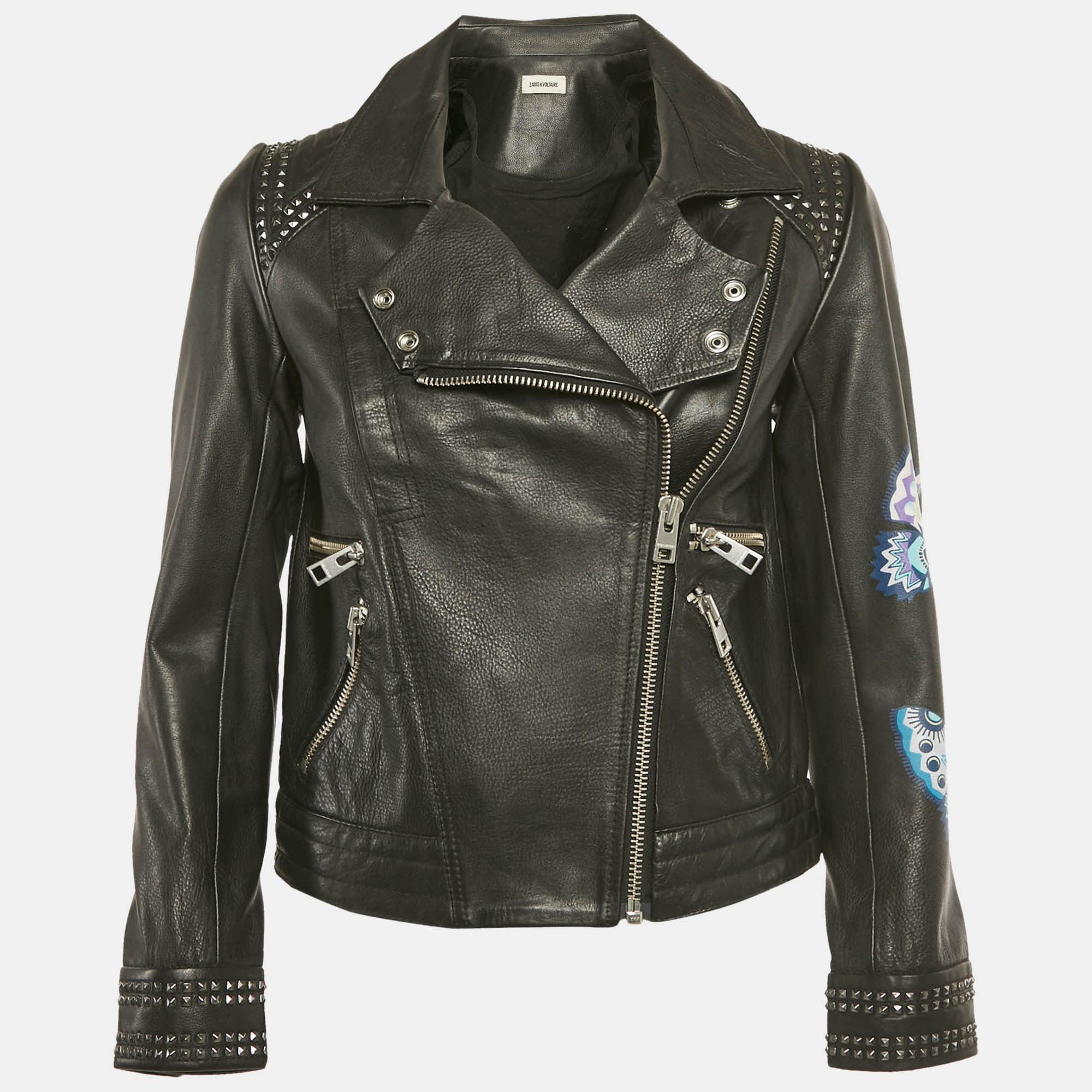 Zadig & Voltaire Black Studded Leather Kawai Biker Jacket Zadig & Voltaire Black Studded Leather Kawai Biker Jacket