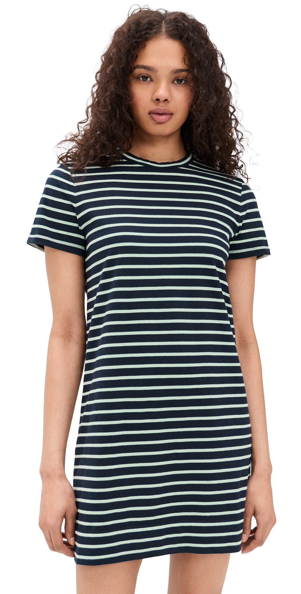 Madewell Knit Shirt Mini Dress Dark Navy Stripe X
