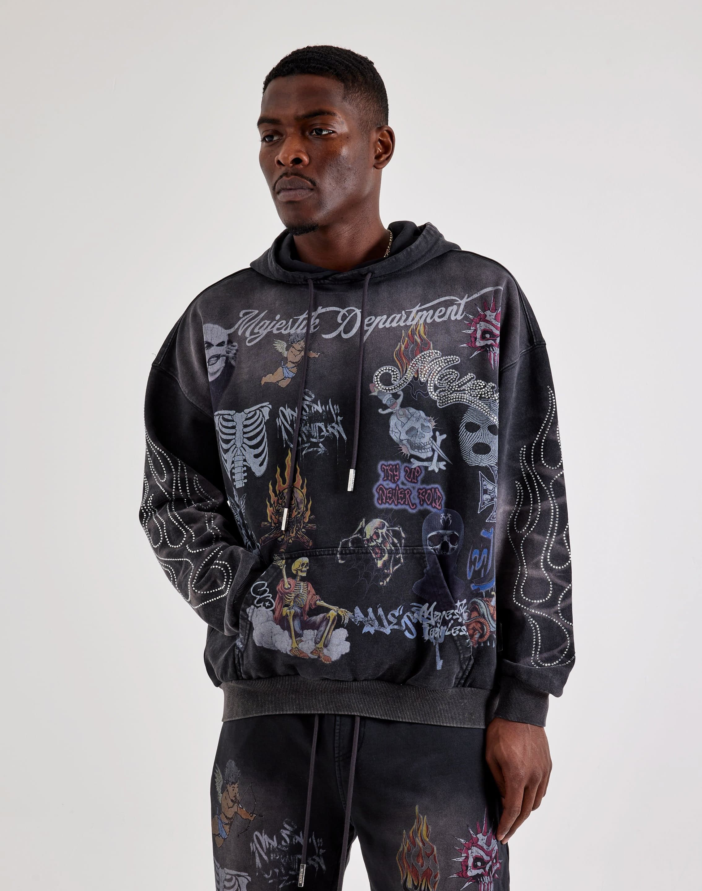 Majestik Allover Graphic Collage Hoodie Majestik Allover Graphic Collage Hoodie