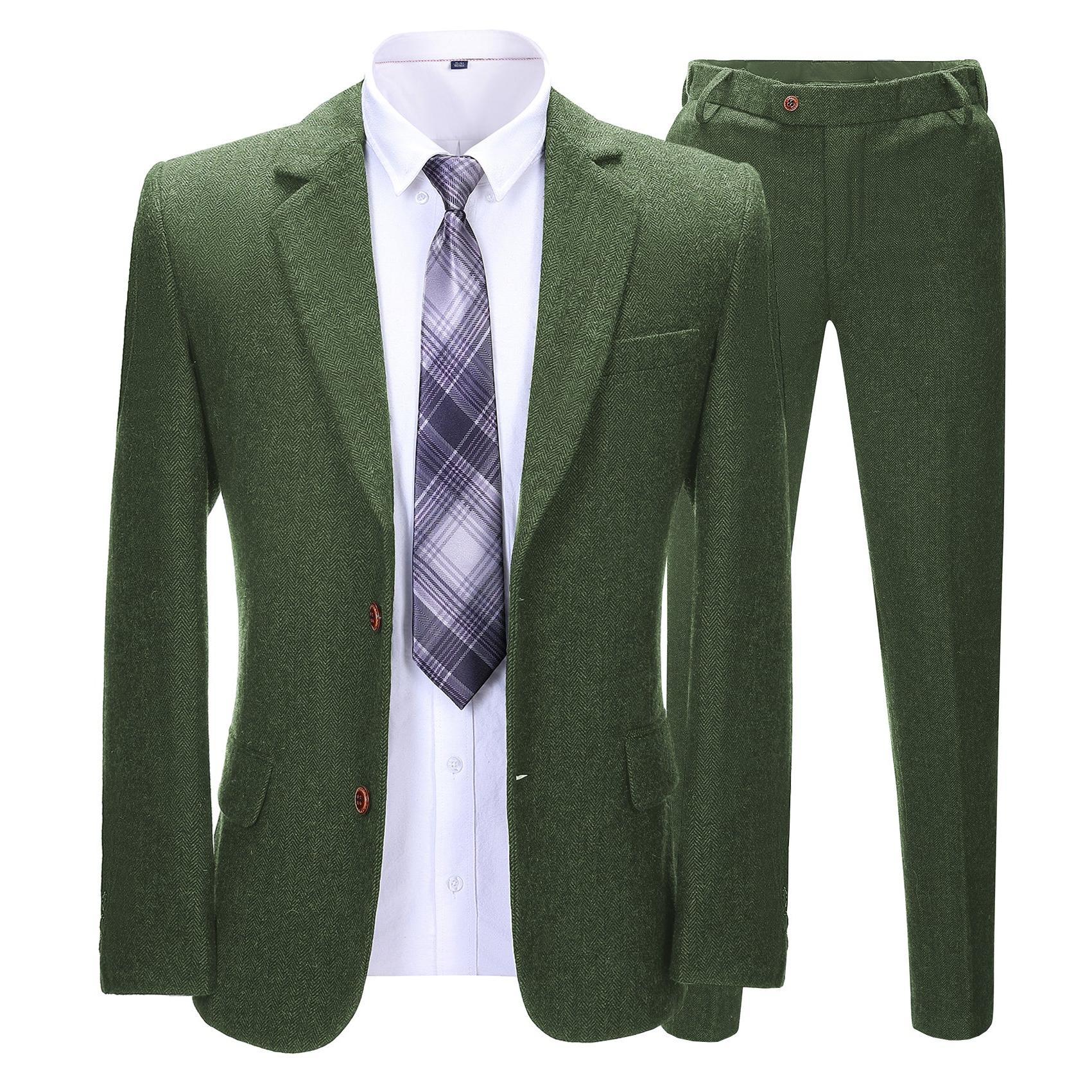 Menseventwear Men’s Business Pieces Formal Herringbone Solid Notch Lapel Tuxedos for Wedding Blazer+Pants Menseventwear Men’s Business Pieces Formal Herringbone Solid Notch Lapel Tuxedos for Wedding Blazer+Pants
