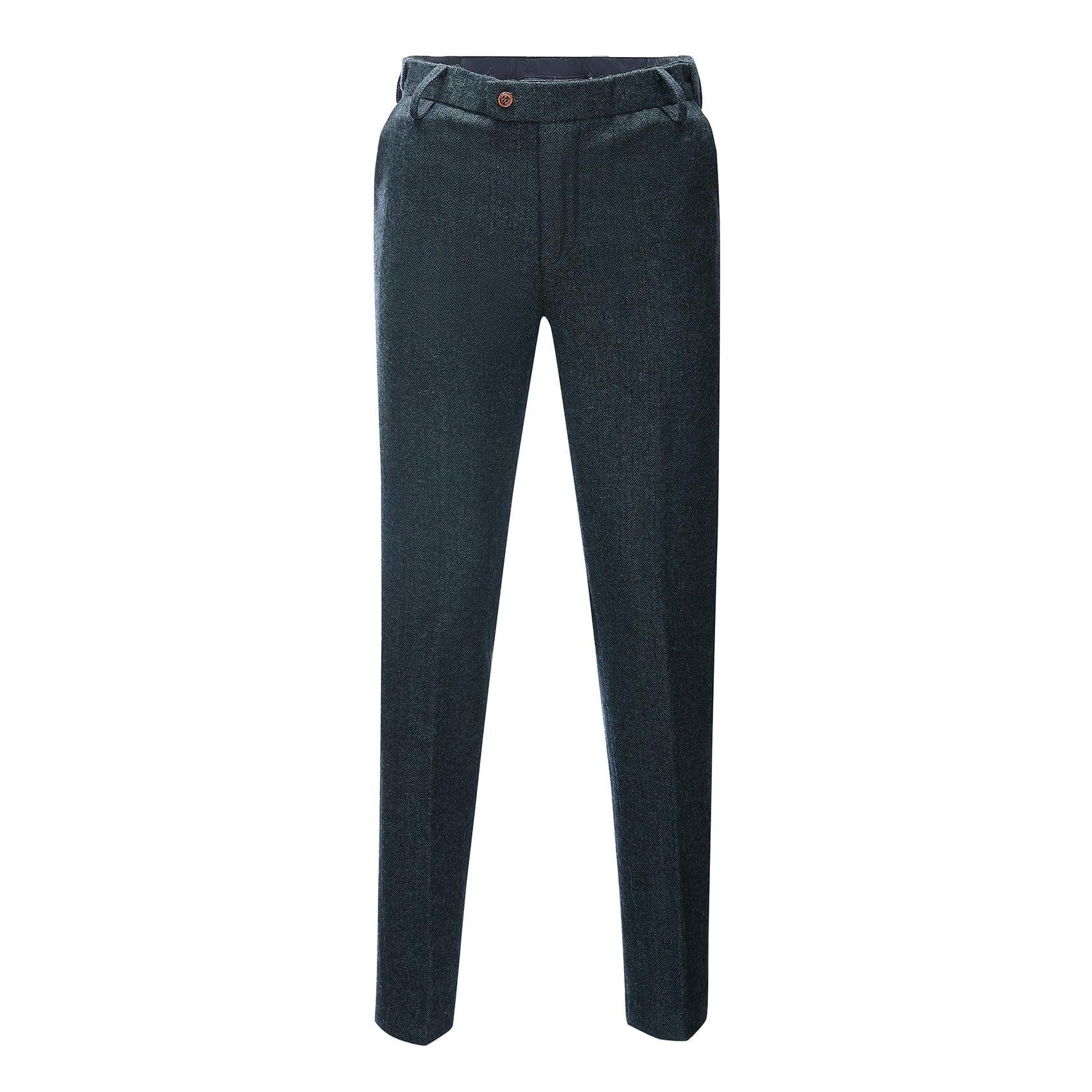 Menseventwear Men’s Casual Suit Pant Herringbone Pleat-Front Trousers – Navy W x L Menseventwear Men’s Casual Suit Pant Herringbone Pleat-Front Trousers – Navy W x L