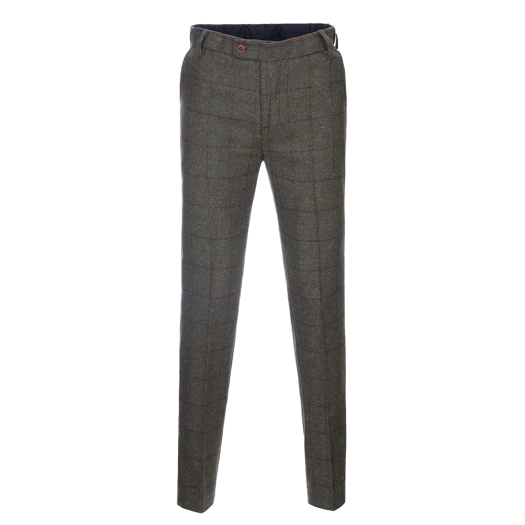 Menseventwear Men’s Casual Suit Pants Green Plaid Pleat-Front Trousers – Green W x L Menseventwear Men’s Casual Suit Pants Green Plaid Pleat-Front Trousers – Green W x L