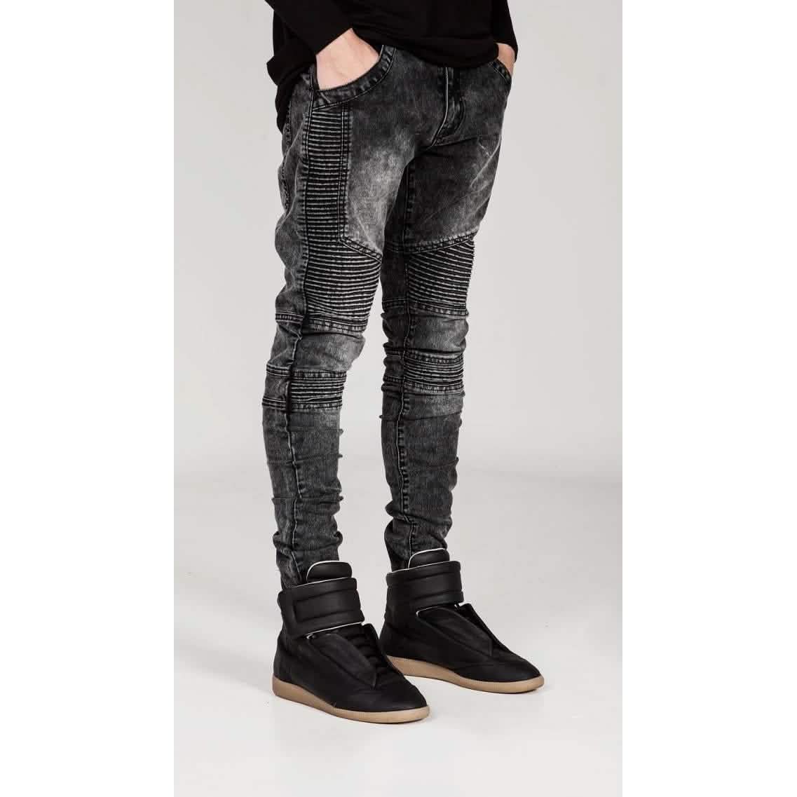Men’s Comfy Stretch Ripped Distressed Biker Jeans Pants Rock Revival Men’s Comfy Stretch Ripped Distressed Biker Jeans Pants Rock Revival