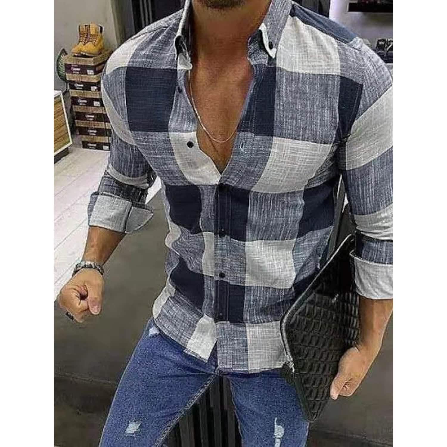 Men’s Shirt Bishop Sleeve Collar Shirt