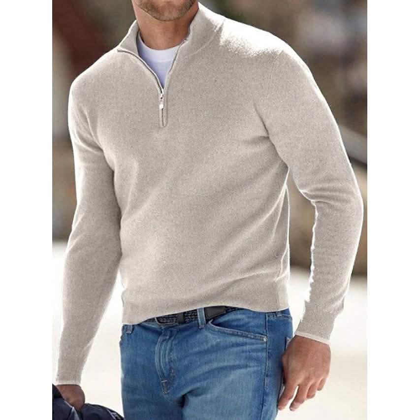 Men’s Sweater Jumper Pullover Ribbed Knit Cropped Zipper Knitted Solid Color Men’s Sweater Jumper Pullover Ribbed Knit Cropped Zipper Knitted Solid Color