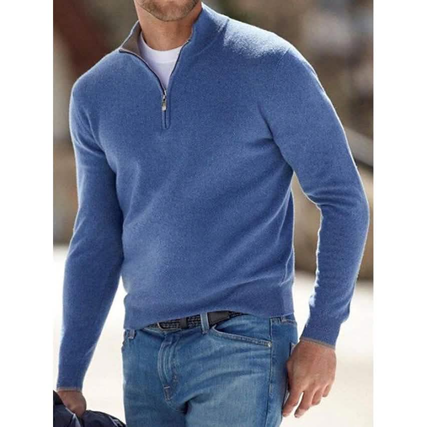 Men’s Sweater Jumper Pullover Ribbed Knit Cropped Zipper Knitted Solid Color Men’s Sweater Jumper Pullover Ribbed Knit Cropped Zipper Knitted Solid Color