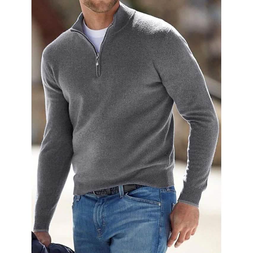 Men’s Sweater Jumper Pullover Ribbed Knit Cropped Zipper Knitted Solid Color Men’s Sweater Jumper Pullover Ribbed Knit Cropped Zipper Knitted Solid Color