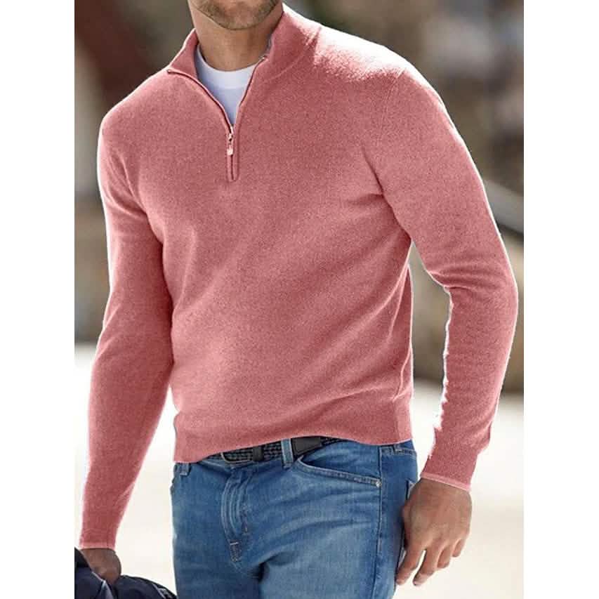 Men’s Sweater Jumper Pullover Ribbed Knit Cropped Zipper Knitted Solid Color Men’s Sweater Jumper Pullover Ribbed Knit Cropped Zipper Knitted Solid Color