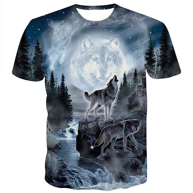 Men’s Shirt D Animal Print Short Sleeve Daily Tops Streetwear Exaggerated Rainbow