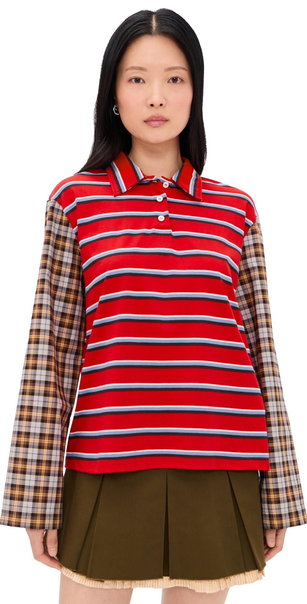 MSGM Stripe Long Sleeve Top Red MSGM Stripe Long Sleeve Top Red