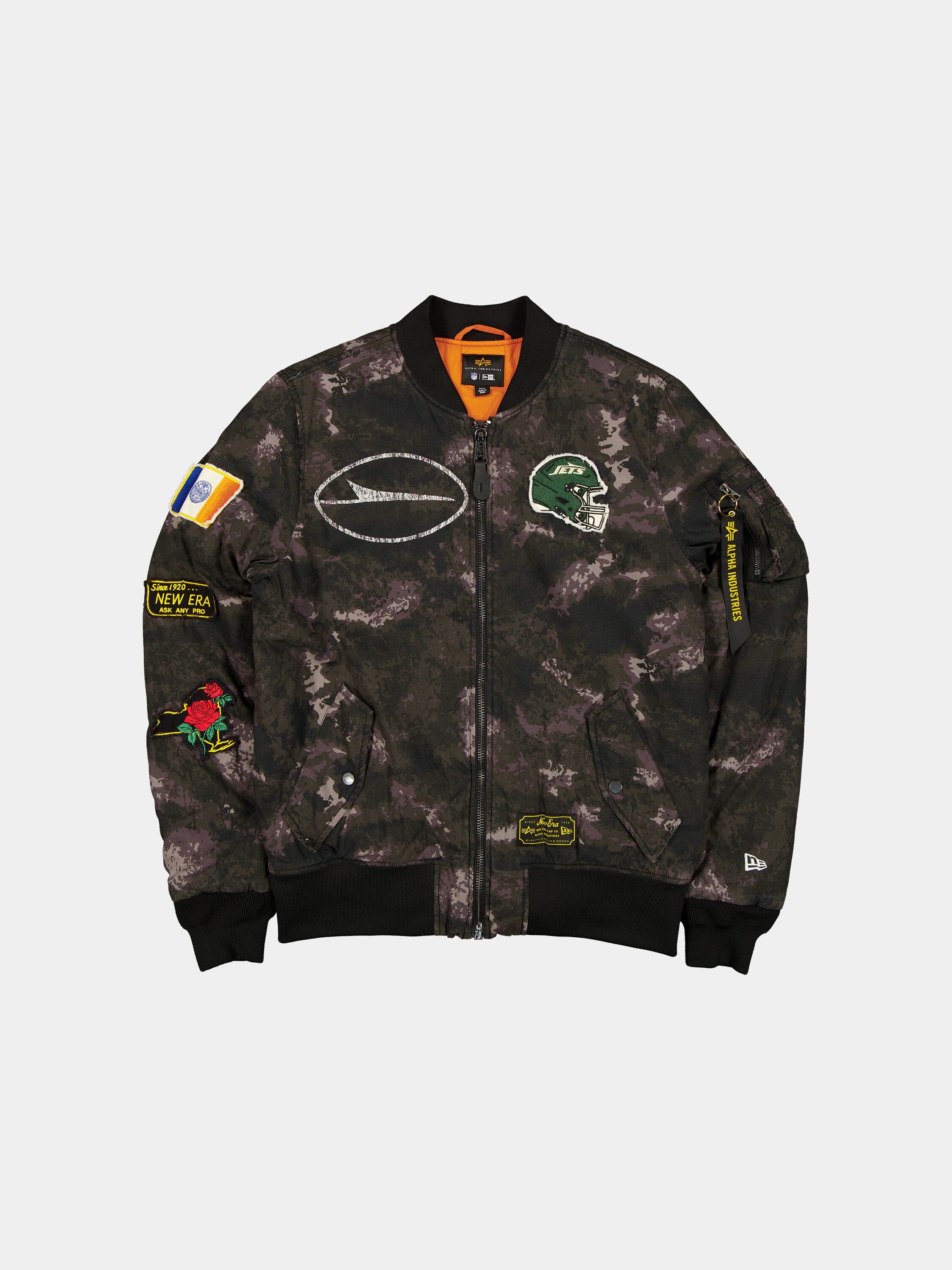 NEW YORK JETS X ALPHA X NEW ERA MA- BOMBER JACKET BLACK CAMO NEW YORK JETS X ALPHA X NEW ERA MA- BOMBER JACKET BLACK CAMO