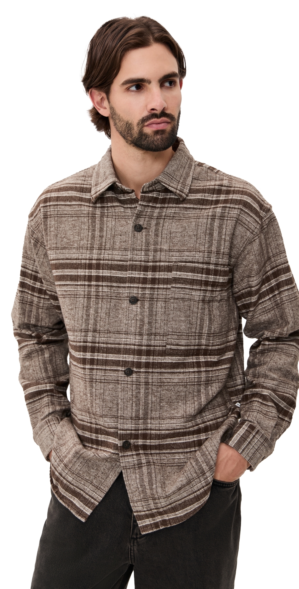 NN Adwin Brushed Flannel Shirt Creme Check NN Adwin Brushed Flannel Shirt Creme Check