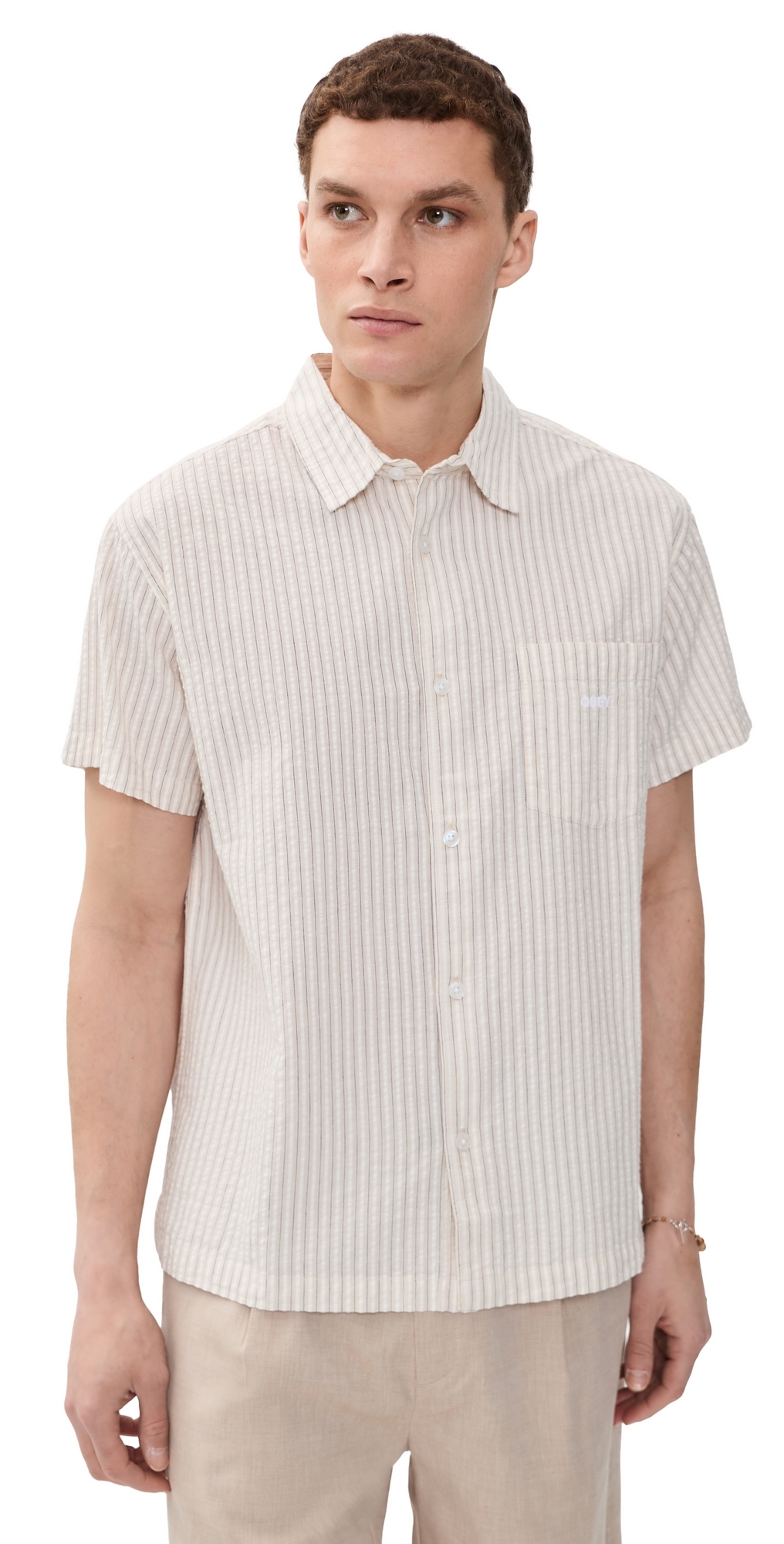 Obey Seersucker Collared Shirt Unbleached Multi Obey Seersucker Collared Shirt Unbleached Multi