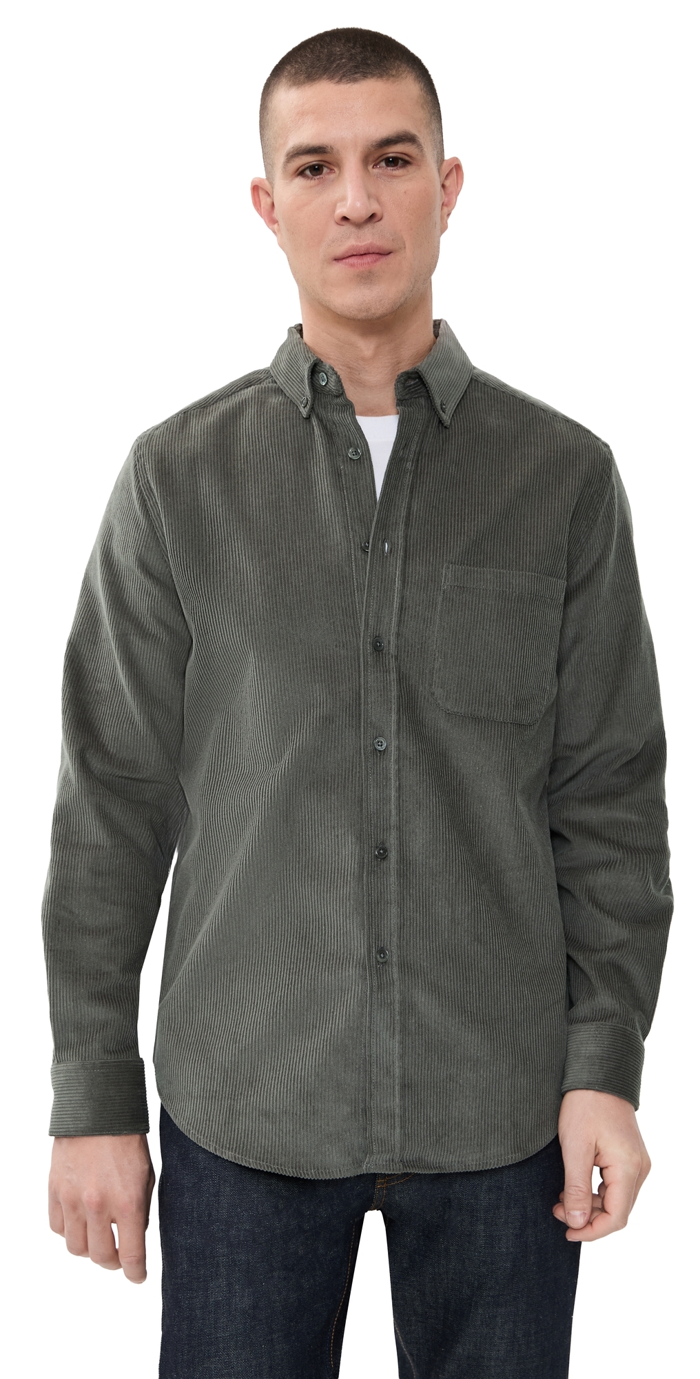 Portuguese Flannel Lobo . Corduroy Button Down Shirt Grey Portuguese Flannel Lobo . Corduroy Button Down Shirt Grey