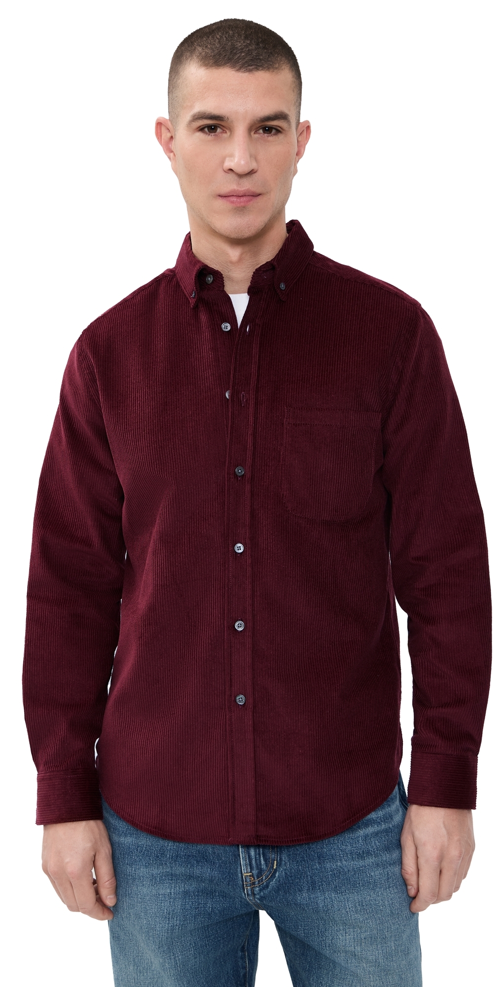 Portuguese Flannel Lobo . Corduroy Button Down Shirt Bordeaux Portuguese Flannel Lobo . Corduroy Button Down Shirt Bordeaux