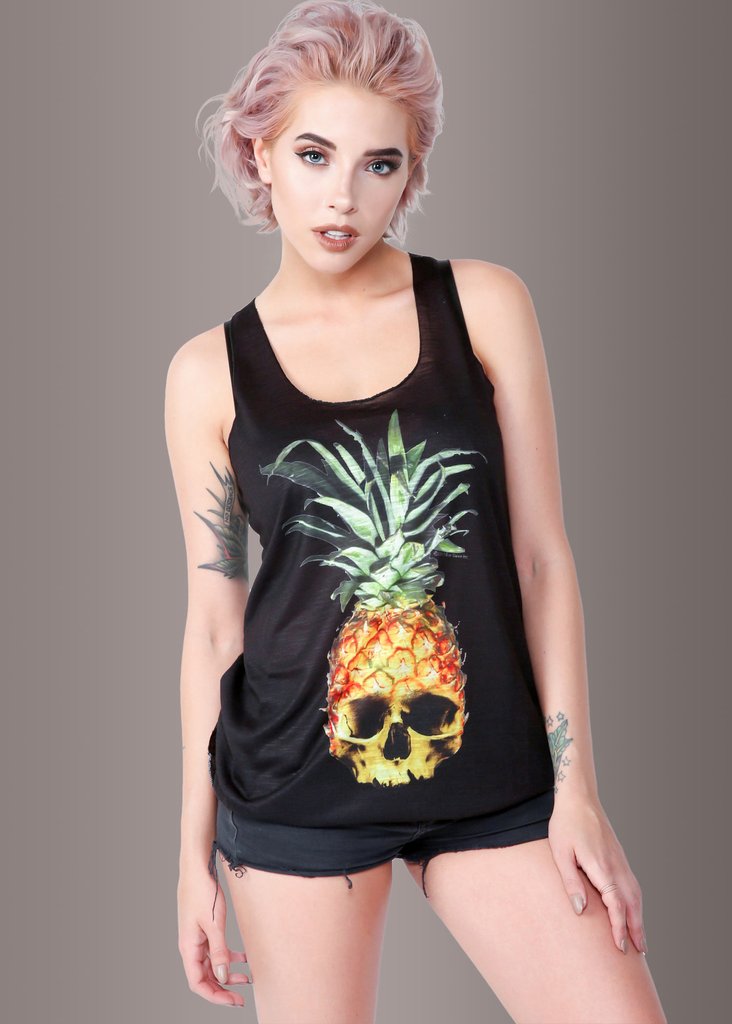 Pina Skulllada Pineapple Skull Loose Fit Tank Top – M black Pina Skulllada Pineapple Skull Loose Fit Tank Top – M black
