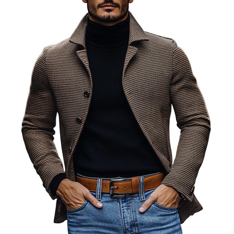 Men’s Vintage Houndstooth Notch Lapel Single Breasted Slim Fit Blazer M Men’s Vintage Houndstooth Notch Lapel Single Breasted Slim Fit Blazer M